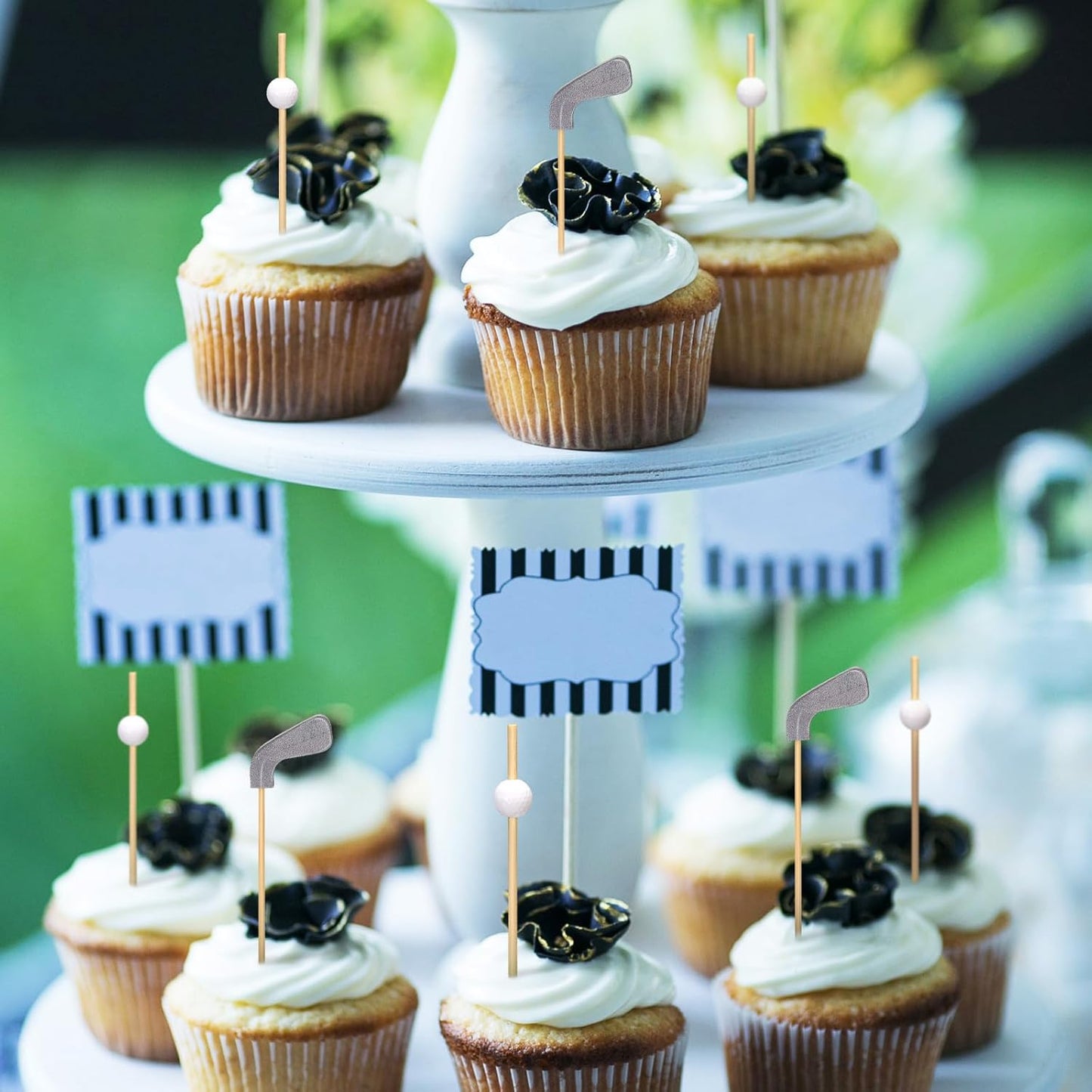 200 Pcs Golf Cocktail Picks 4.7" Golf Toothpicks for Appetizers Golf Club Drink Stirrers Golf Party Decor Birthday Cupcake Topper Sandwich Fruit Golf Skewer Bamboo Stick Holiday Supply(Golf Ball)