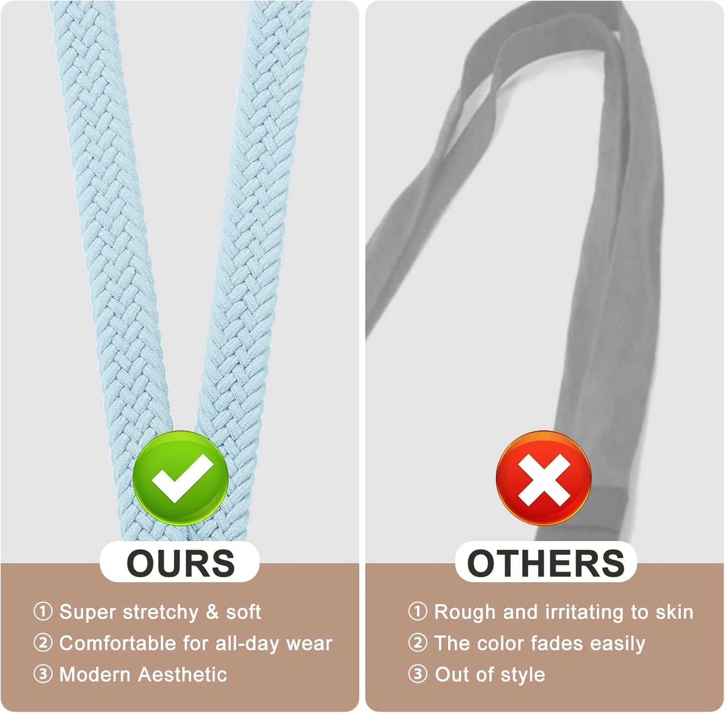 Fishent Stretchy Thin Lanyards for Keys ID Badges, Cute Long Teacher Neck Key Lanyard Keychains for Women Men Wallet Phone(Sky Blue)