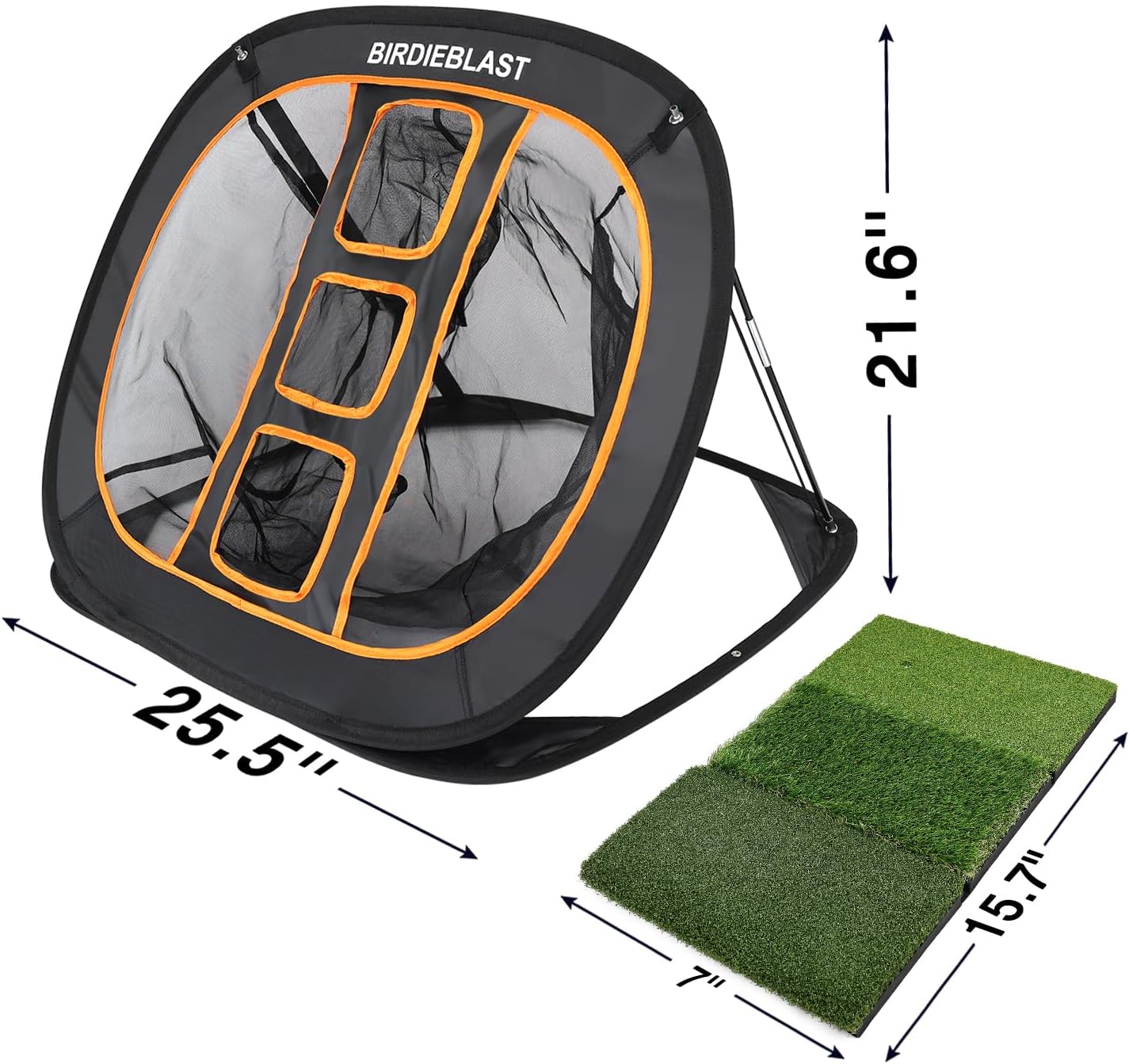 Professinoal Golf Chipping Net with Golf Hitting Mat,12 Practice Foam Balls and 2 Pixing Pins, for Indoor and Outdoor Target Chipping Training