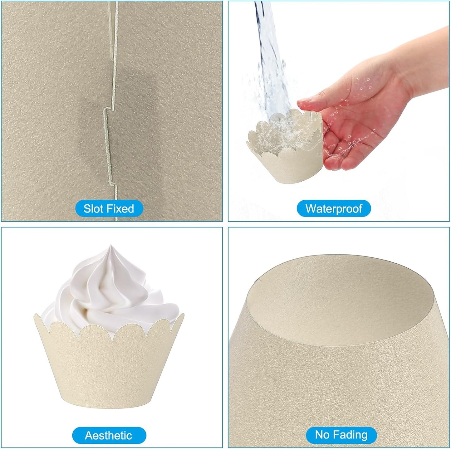 PATIKIL Cupcake Wrappers Paper, 50 Pack Baking Cups Standard Wave Decoration for Anniversary Birthday Weddings and Parties, Yellow