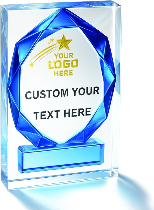Personalized Acrylic Trophy Award - Custom Award with Name, Logo – Employee Recognition, Retirement, Sports Competition