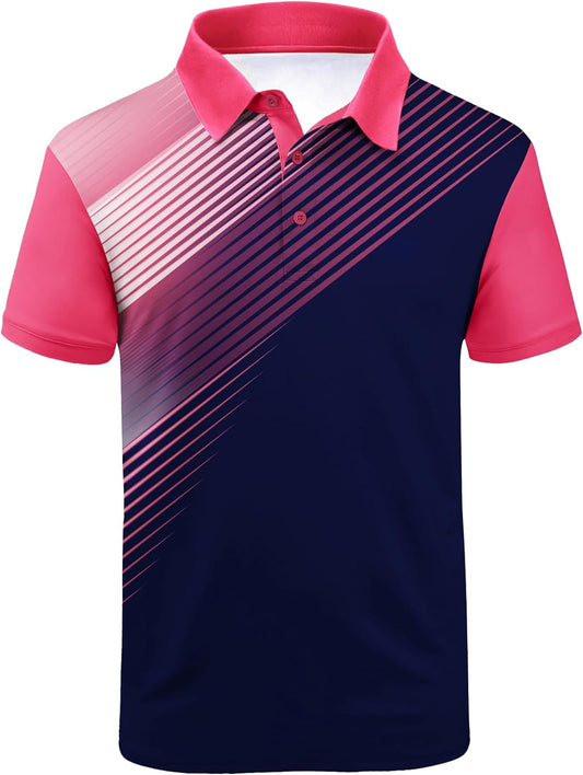 SCODI Mens Golf Shirt Moisture Wicking Performance Sport Short Sleeve Print Golf Polo Shirts for Men