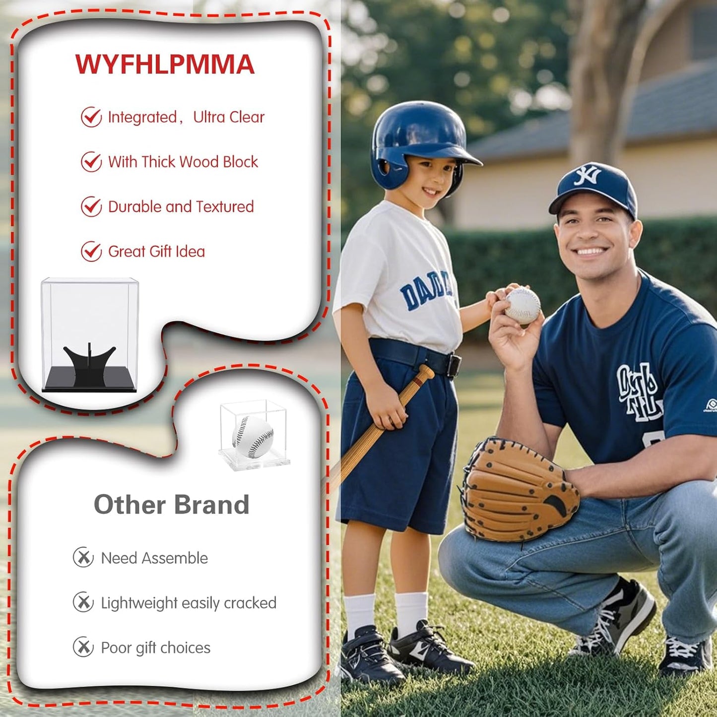 Baseball Display Case, Acrylic Baseball Case for Display, UV Protected Baseball Display Cube, Autographed Baseball Clear Display Case -4pack for Official Size Ball