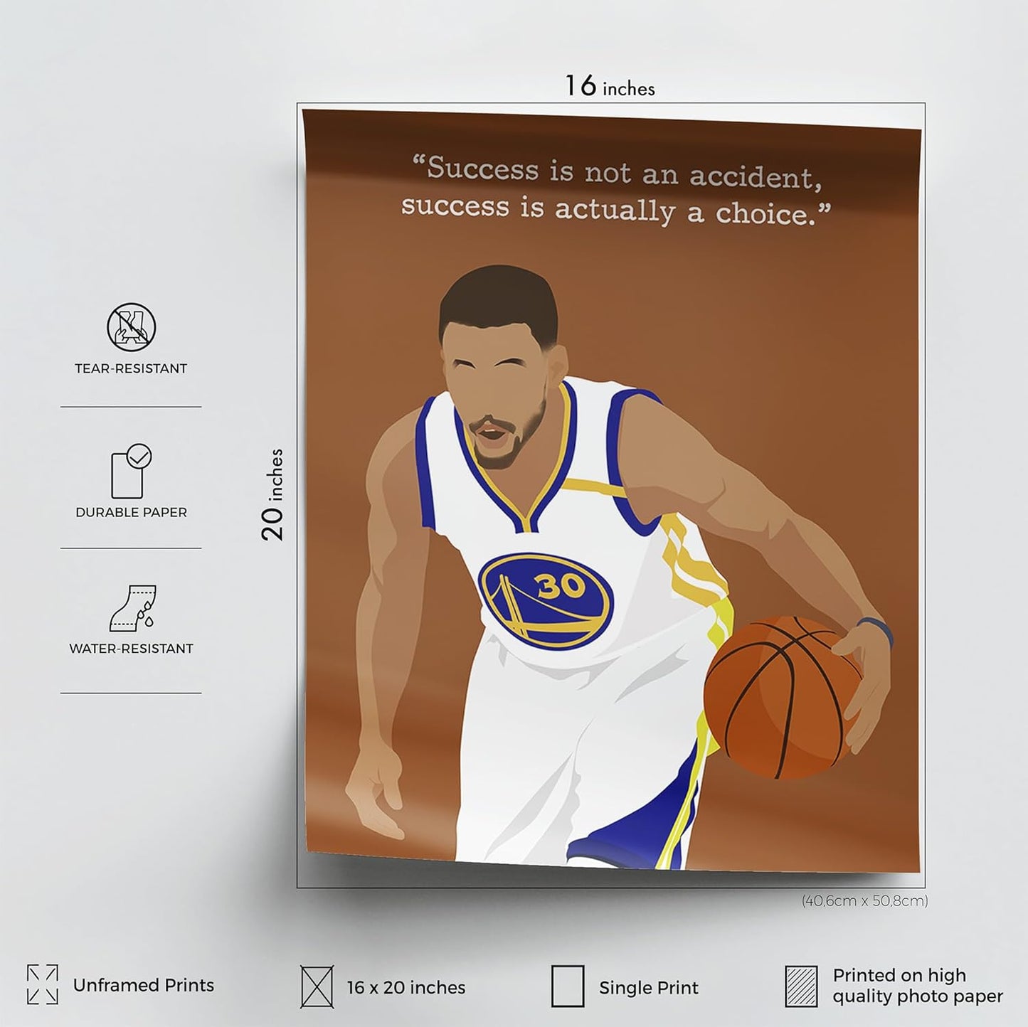 LOLUIS Motivational Basketball Superstar Hand-Drawn Artwork Sport Quote Wall Art Decorations (Unframed 16"x20", Basketball Player 7)
