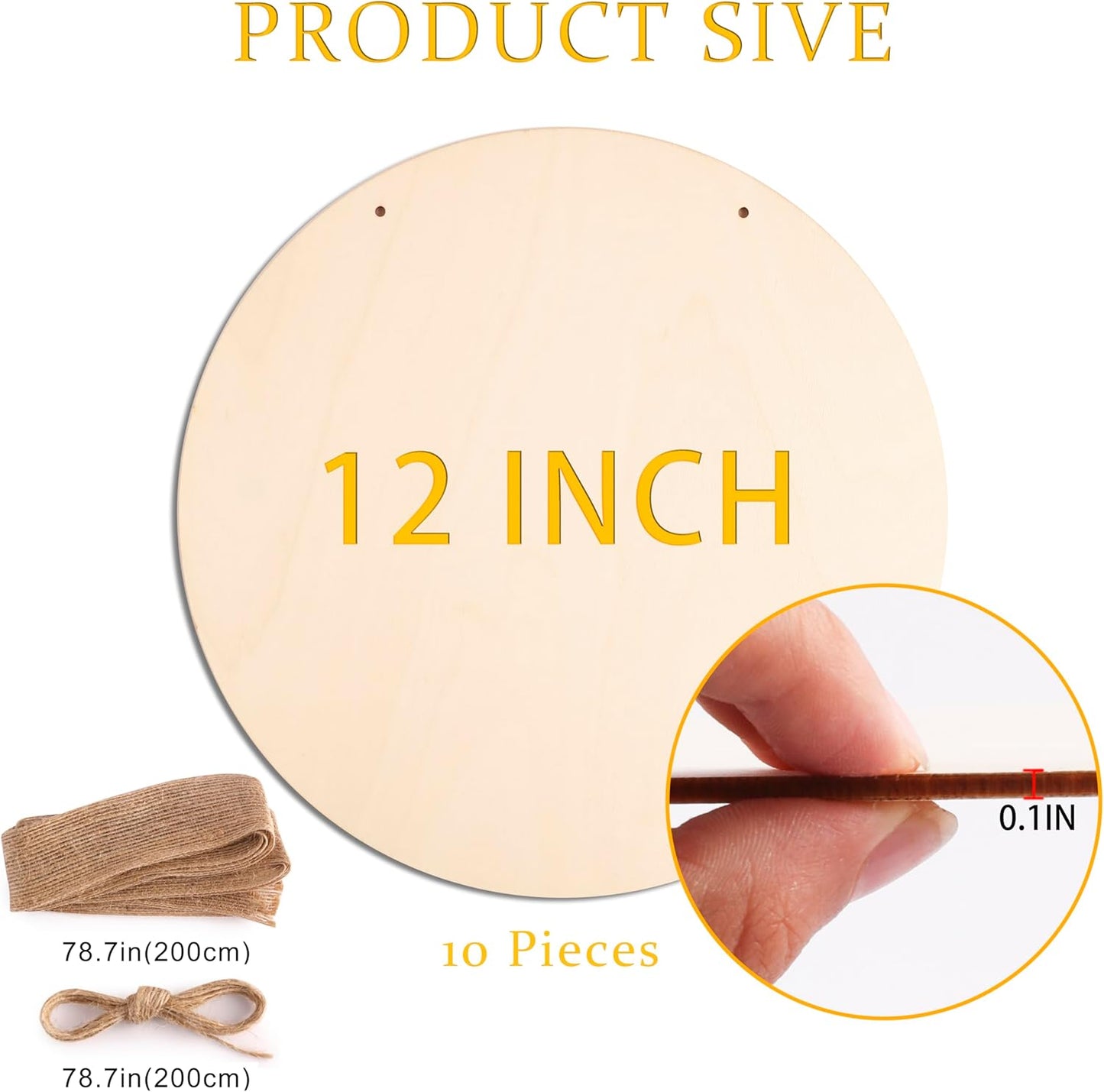 10Pcs 12 Inch Wood Circles for Crafts, Unfinished Wood Blank Wooden Door Hanger Sign, DIY Wood Rounds for Cricut Projects, Wood Burning, Painting, Valentines Day Decor DIY Crafts