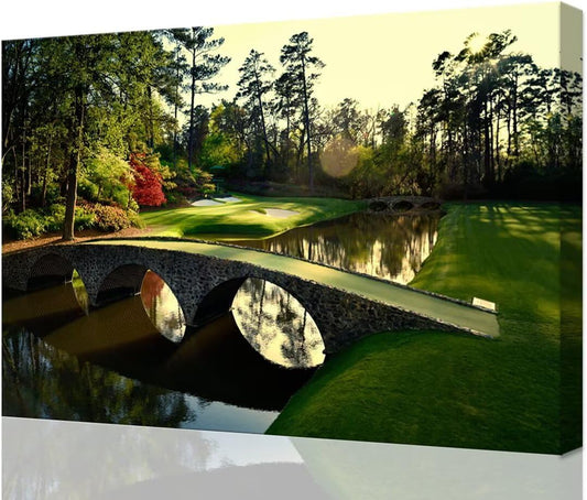 chenchenArt Augusta National Golf Course Wall Art for Living Room Bedroom Bathroom Home Decorations Golf Art Golf Picture Poster Canvas Prints Framed Ready to Hang(24''H x 36''W)