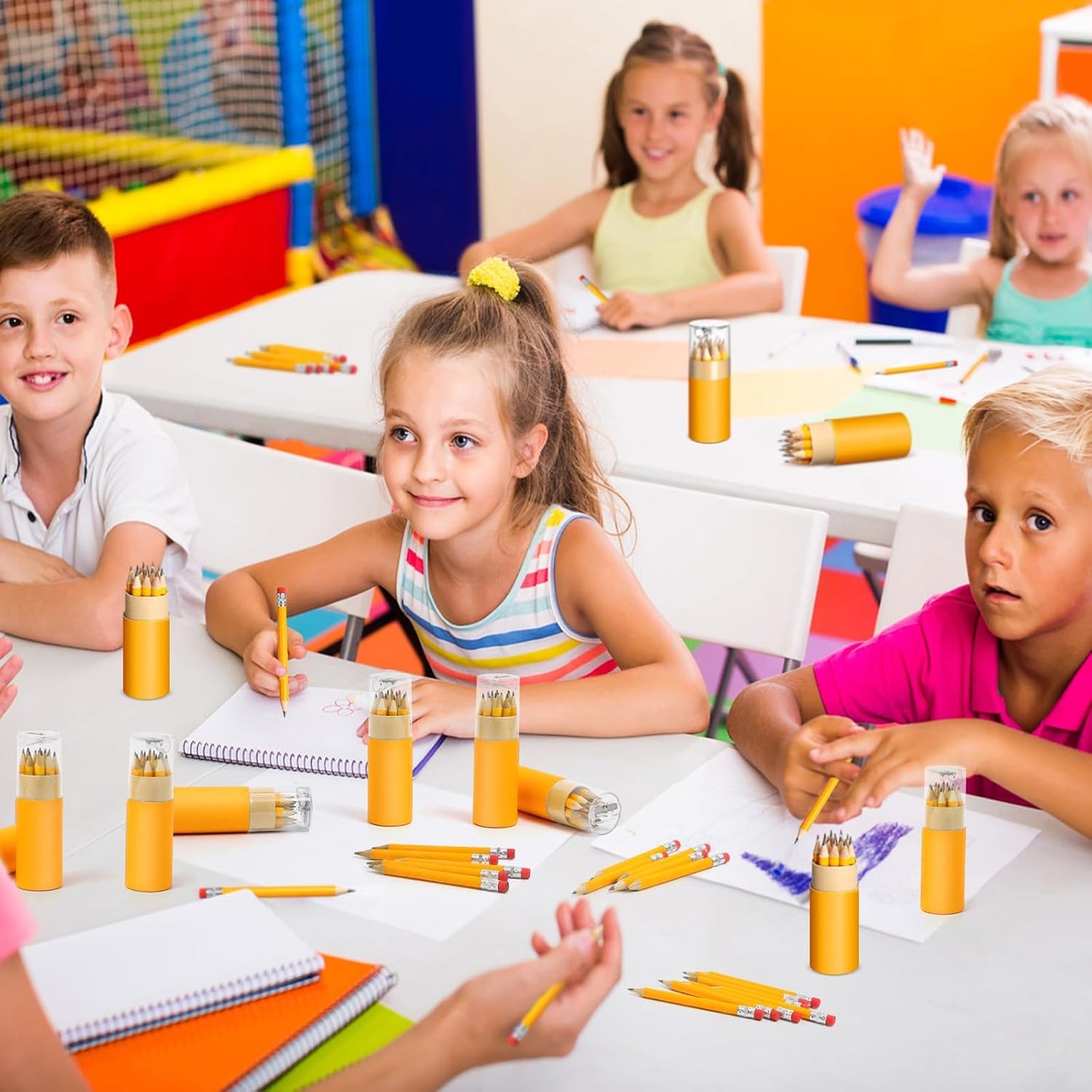 12 Pack Mini Golf Pencils Bulk with Eraser Sharpener 144 Pcs 2hb Pre-sharpened Yellow Half Pencils Short Pencil Gift for Kids Operation Christmas Items Classroom Party Favor Supplies Golf