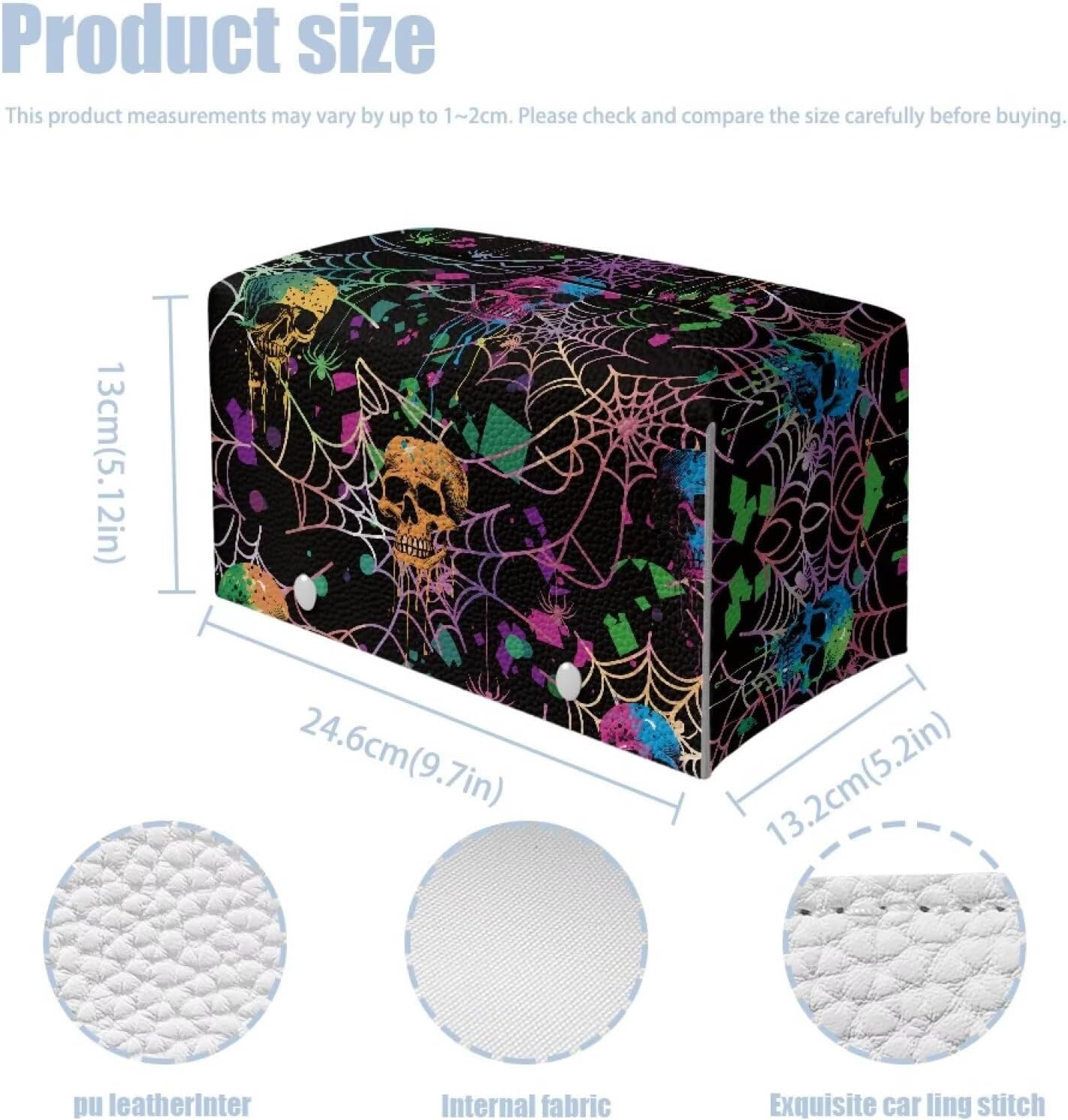 Rectangular Tissue Box Cover Hallween Tissue Box Holder with Skull Print Holiday Home Decor for Living Room Kitchen Bathroom Hotel Countertop