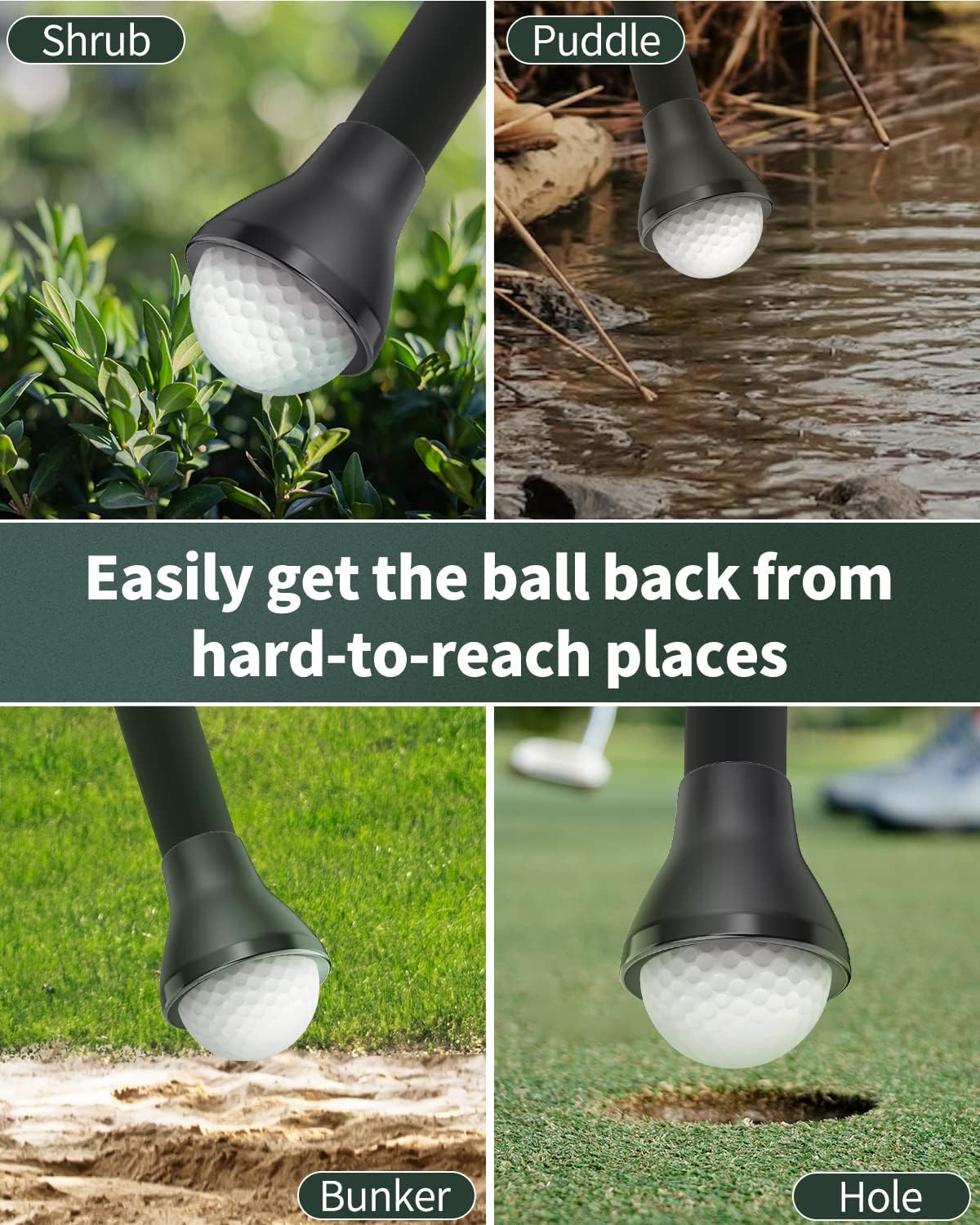 GreenHaven Golf Ball Retriever Grabber for Putters Golf Pick-up Portable Grip Sucker Tool Back Saver for Golfers，3-4 Pack