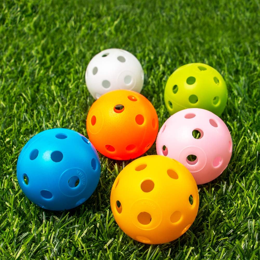 THIODOON Practice Golf Balls Limited Flight Golf Balls 40mm Hollow Plastic Golf Training Balls Colored Airflow Golf Balls for Swing Practice Driving Range Home Use Indoor