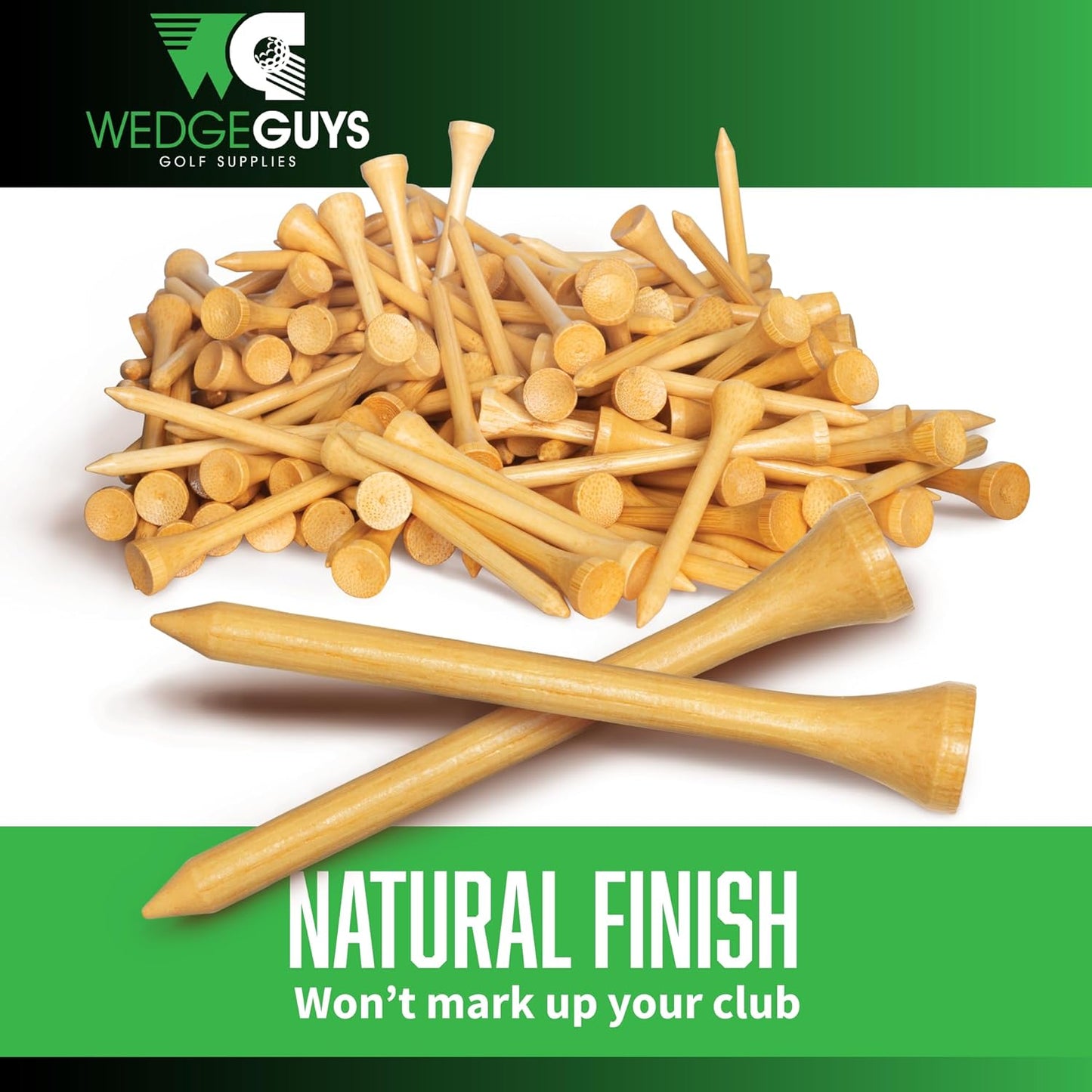 Wedge Guys Bamboo Golf Tees 3-1/4" | 100,250 or 1000 pcs. | Extra Durable & Stronger Than Wood Tees | Biodegradable & Less Friction | PGA Professional Approved, Golf Tees Bulk Bag