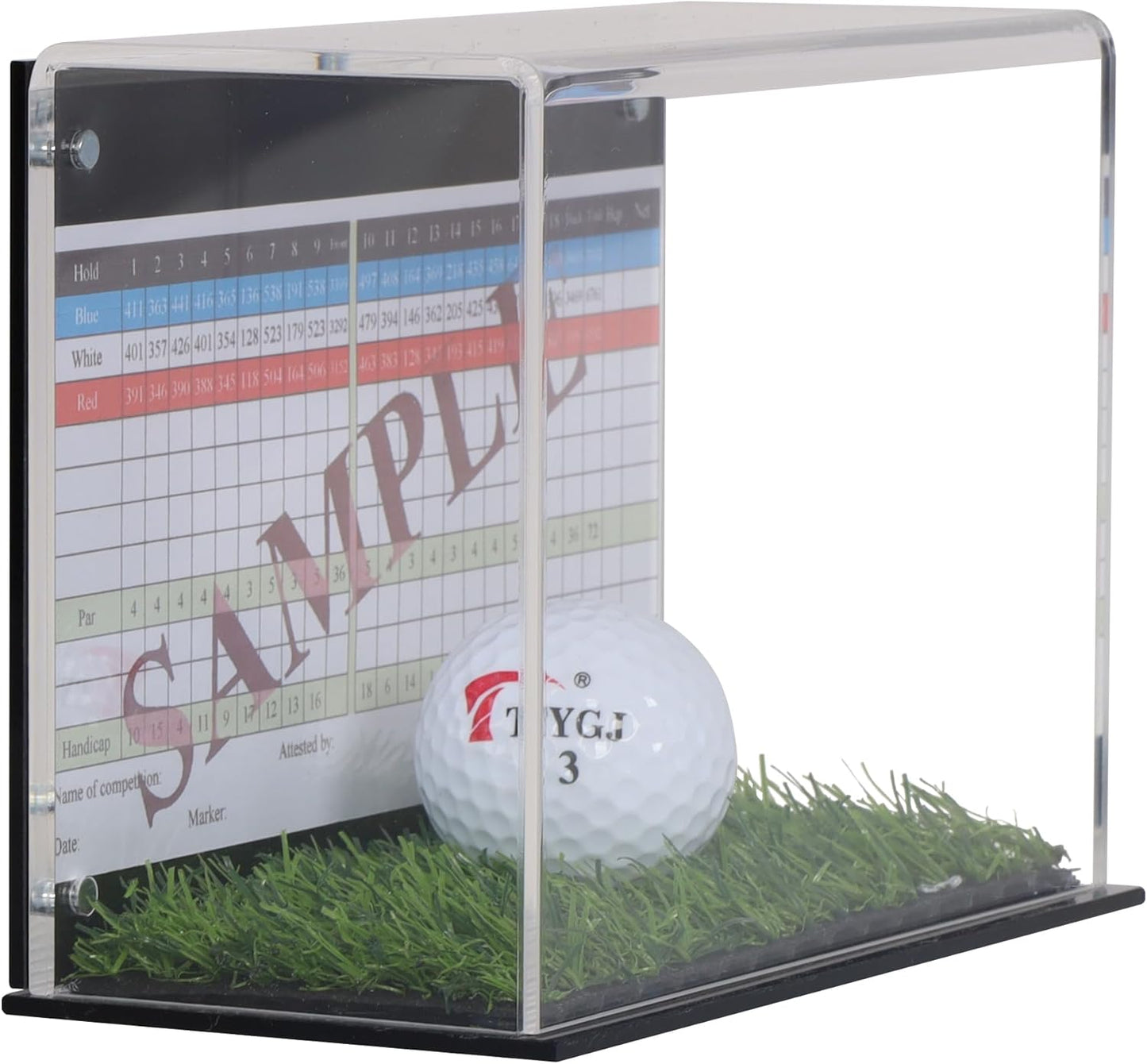 Golf Ball Display Case Stand with Turf Base