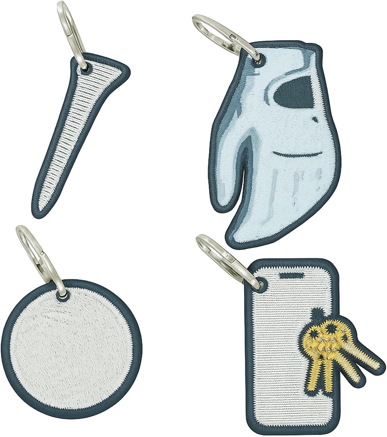 Impact sports Golf Zipper Bag Tags – Set of 4 Fabric Golf-Themed Zipper Pulls – Includes Golf Ball, Glove, Tee, and Phone Tag – Stylish and Functional Golf Bag Accessories