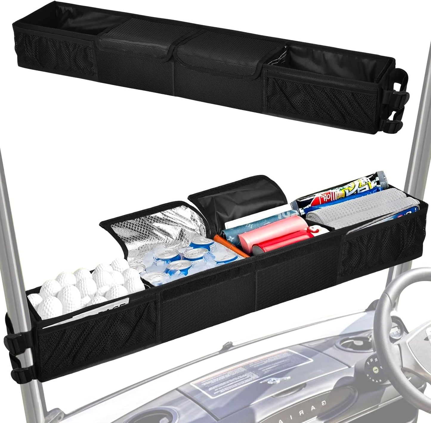 Grekos Golf Cart Inner Storage Tray, Upgraded 1680D Golf Cart Front Storage Basket