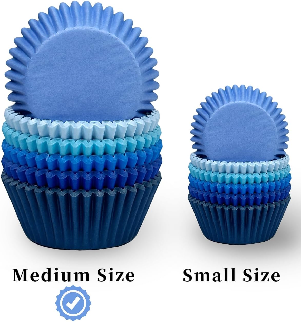 QiQee 300 Counts Cupcake Liners - Food Grade 6 Solid Blue Colors Cupcake Papers Muffin Baking Cups (Standard Size)