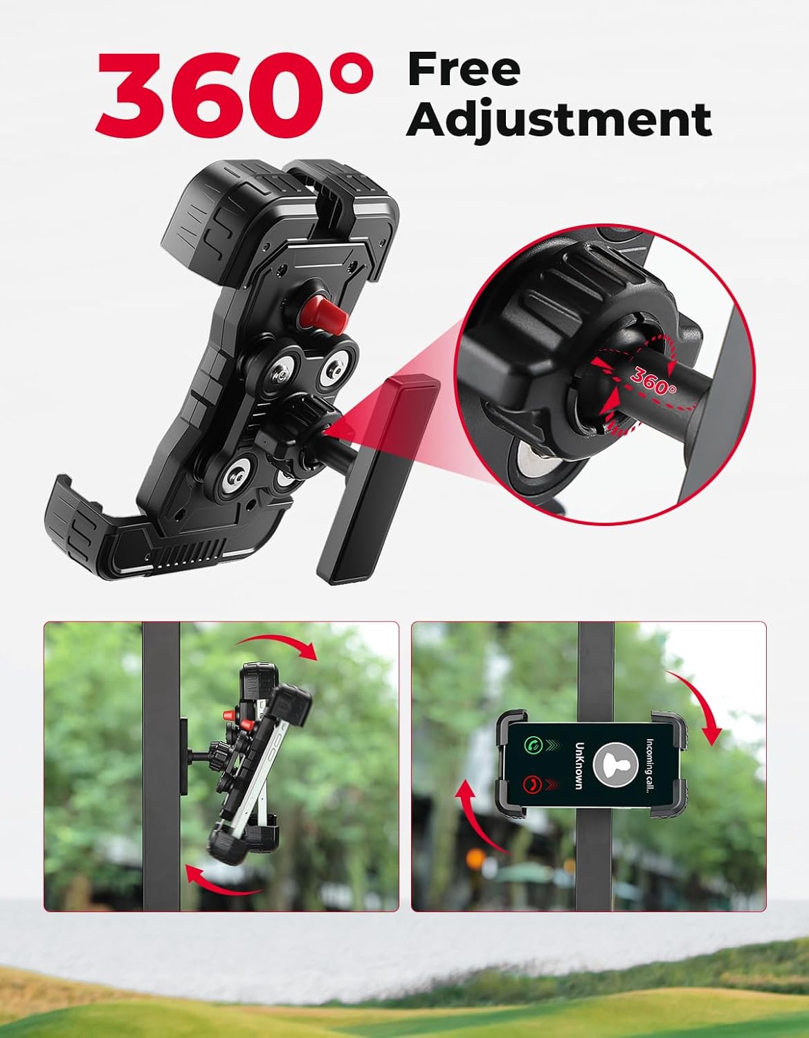 KEMIMOTO Golf Cart Phone Holder, Magnetic Tractor Phone Holder Mount Compatible with EZGO Club Car, Golf Cart Phone Caddy for iPhone/Galaxy/Google Pixel, 360° Rotatable with Vibration Dampening