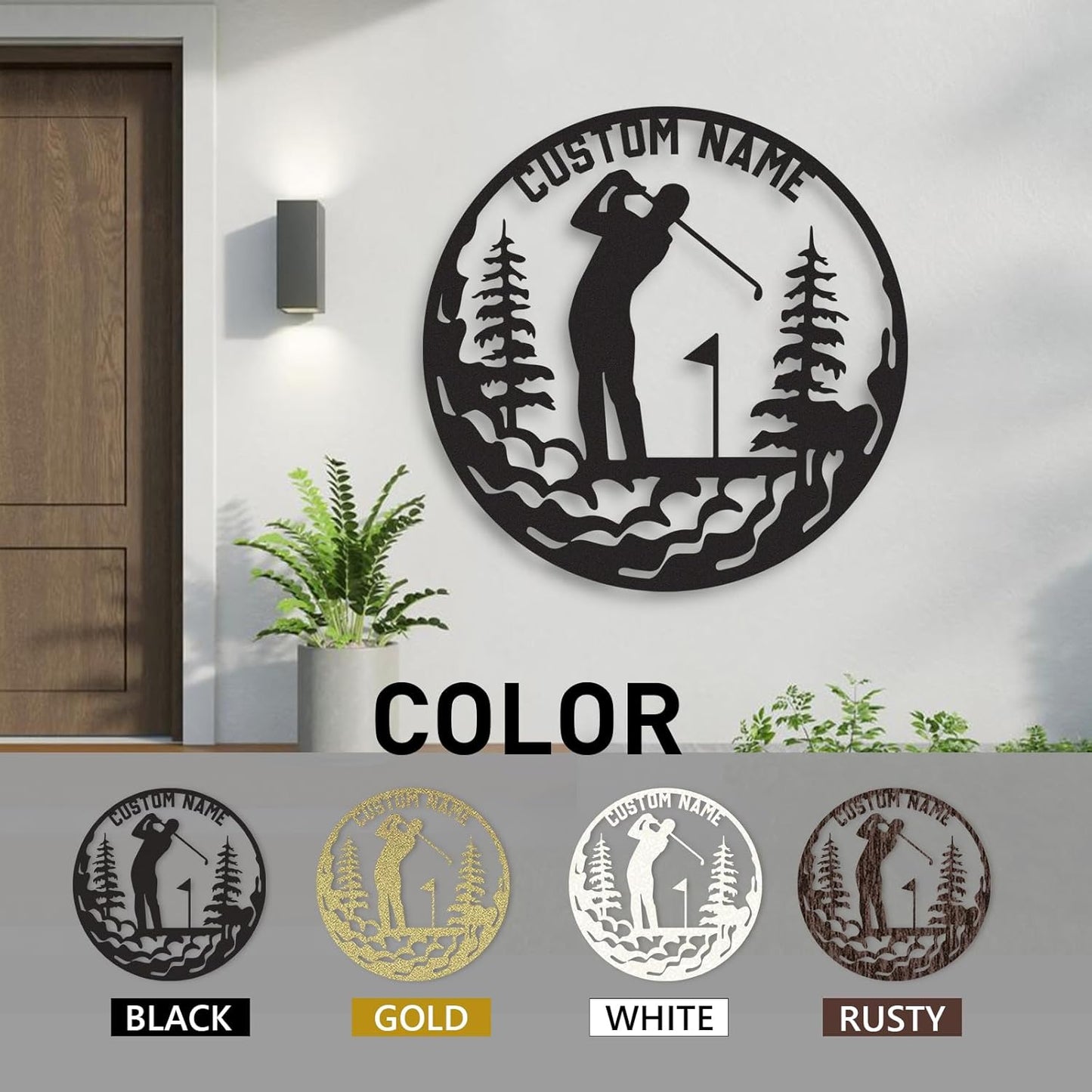 Personalized Golf Metal Wall Art, Vintage Golf Wall Decor, Custom Signs Outdoor Metal, Sports Theme Home Decor for Man Cave Office Garage Bar, Personalized Golf Gifts for Men Dad Father Color01