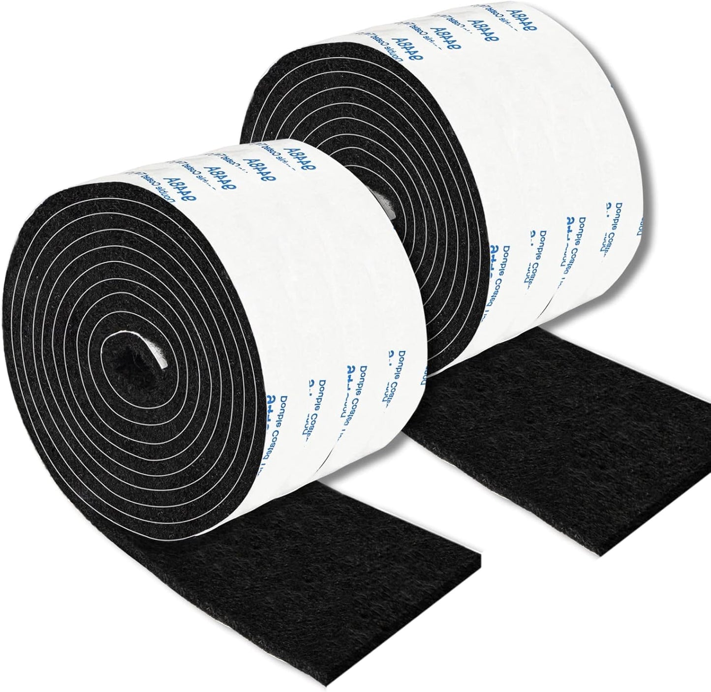 Felt Strips with Adhesive Backing, Adhesive Felt Strips, 2 Felt Rolls 2X 60 Inches Black, Felt Tape with Adhesive Backing, Furniture Felt Strips