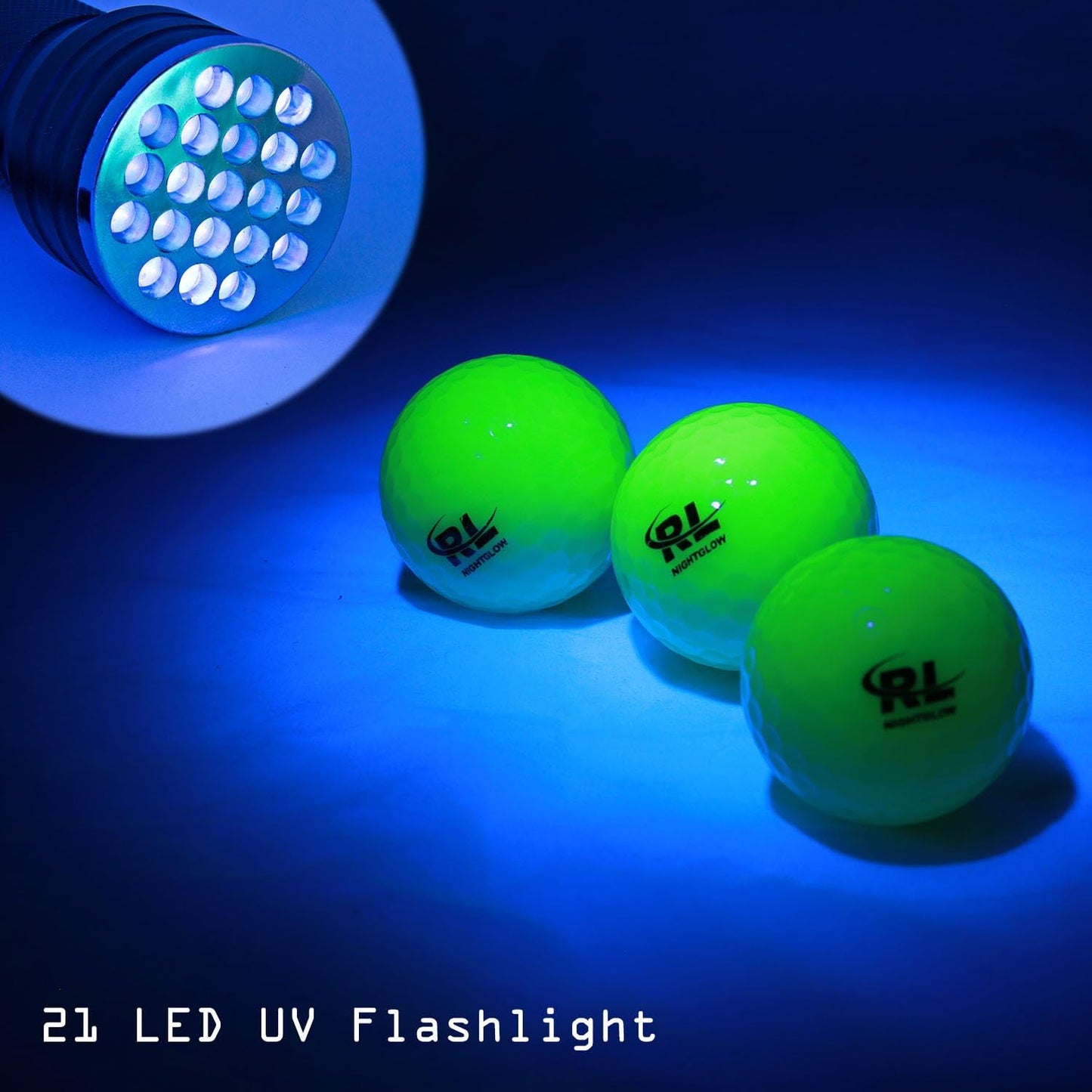 R&L Glow Golf Balls for Night Sports - Tournament Fluorescent Glowing in The Dark Golf Ball - Long Lasting Bright Luminous Balls