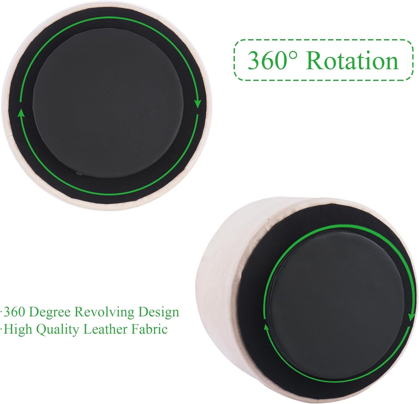 Hennaja Round Leather Art Supply Organizer,Remote Control Holder,360 Degree Spinning,Multi-Functional Pencil Holder,4 Compartments Desktop Stationary Organizer(1-Crazy White)