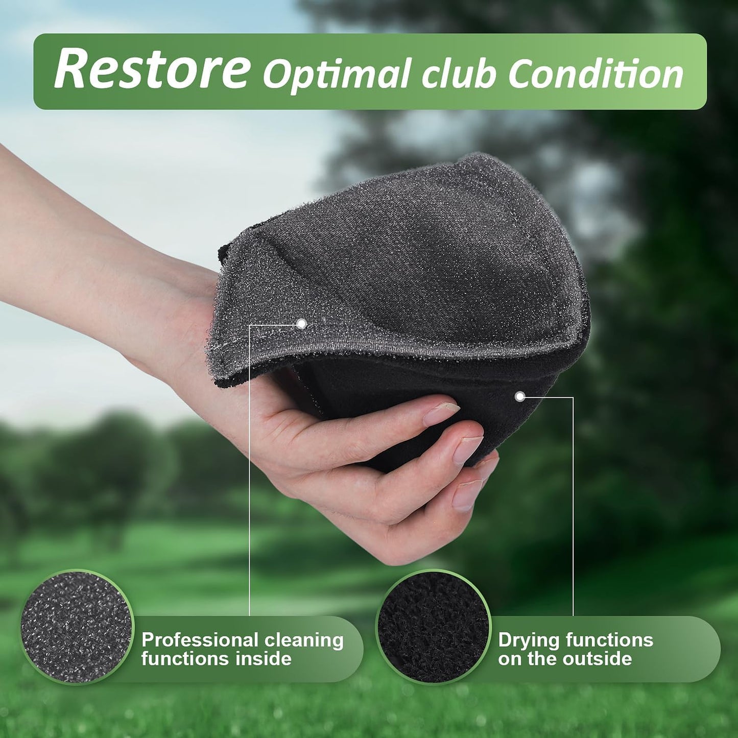 4oz Golf Club Cleaner - Pro Golf Club Brush and Golf Cleaning Bag with Clean Face Liner & Dry Exterior, Ergonomic Trigger, Groove Cleaner & Retainer Clip, Essentials Golf Accessories