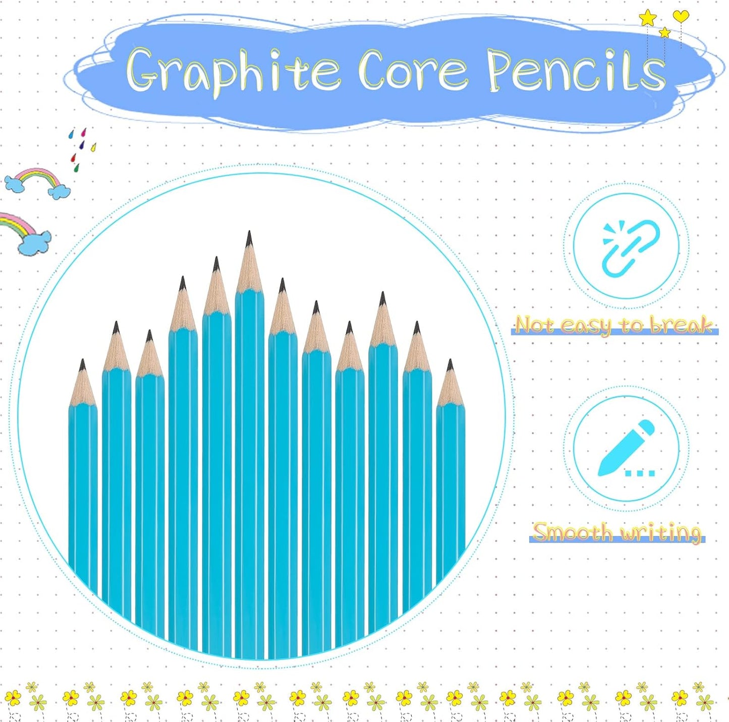 Zonon 24 Pcs Light Blue Golf Pencils with Erasers Mini Small Pencil Baby Shower Favors Bulk Hexagon Wooden Sharpened Half Graphite 2B for Golf Event, Wedding, Party Game, School, Company, Pew, Pocket