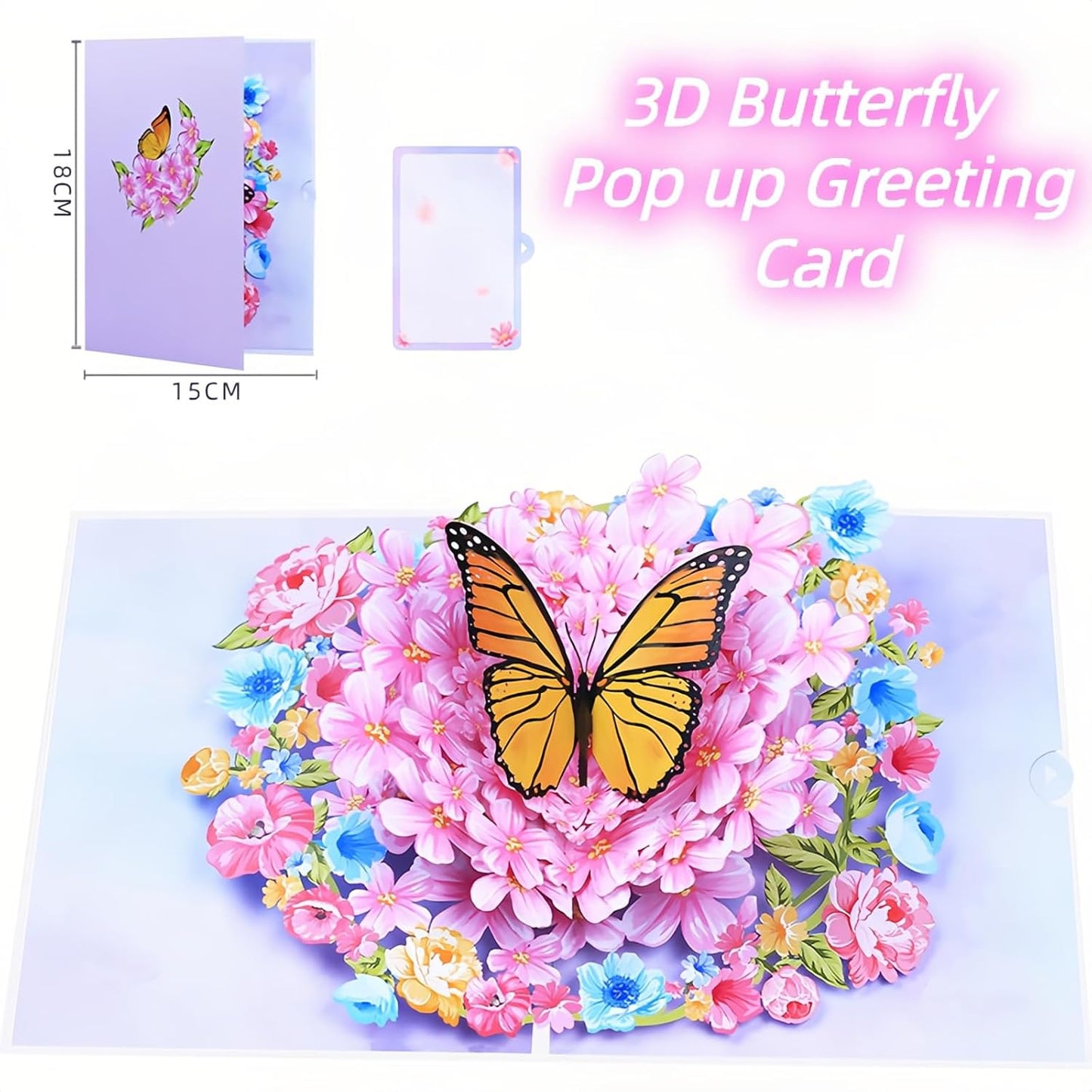 Steelhill 3D Pop Up Cards,Flower Greeting Cards for Women,Valentines Day Gifts Cards for Kids School,Card with Envelope for Mother's Day Thinking of You Card for Wife,Girlfriend(Flower card)