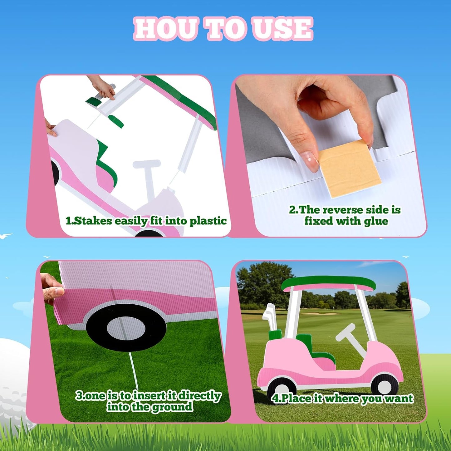 Janlaugh Golf Cart Cutout Props Golf Cart Decoration Backdrop Photo Booth Props Stand in Cardboard Fun Sports Photo Background for Baby Shower Birthday Decor First Birthday Gender Reveal Party Supply