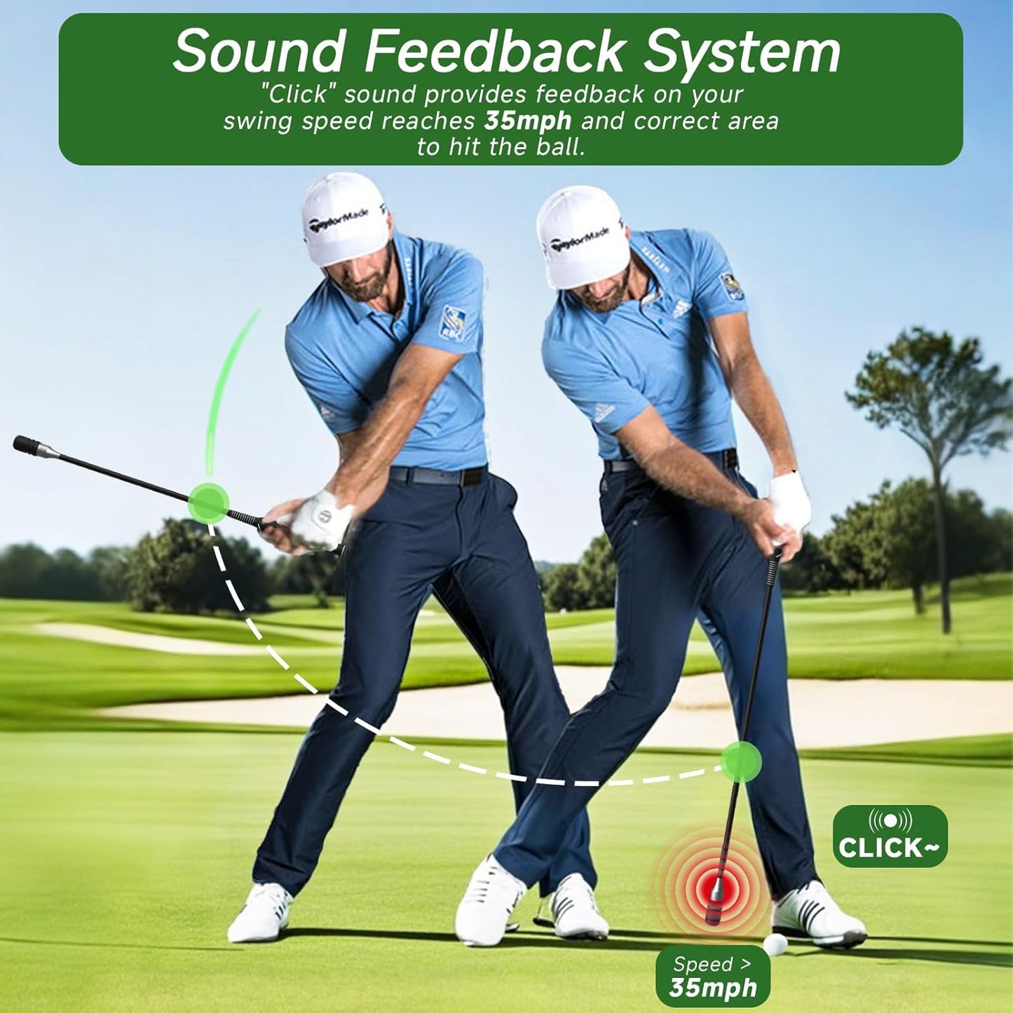 Rocalt Golf Swing Trainer, Click Stick Golf Trainer Speed & Tempo Stick for Grip/Warm-Up Training, Right-Handed Golf Training Aid with Click Sound, Helps Improve Flexibility & Maintain Balance