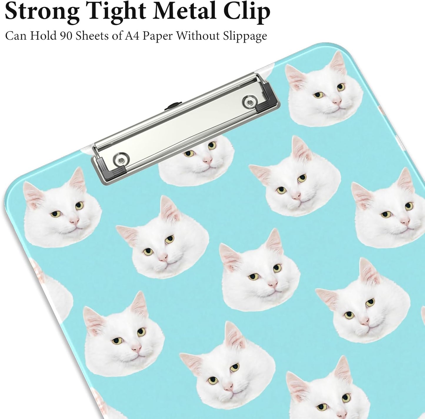 Rimilak Plastic Clipboards with Metal Clip, A4 Letter Size 9 x 12.5 in, Office Decorative for Students Women Men and Kids, Cute Custom Pattern, Cute Cat