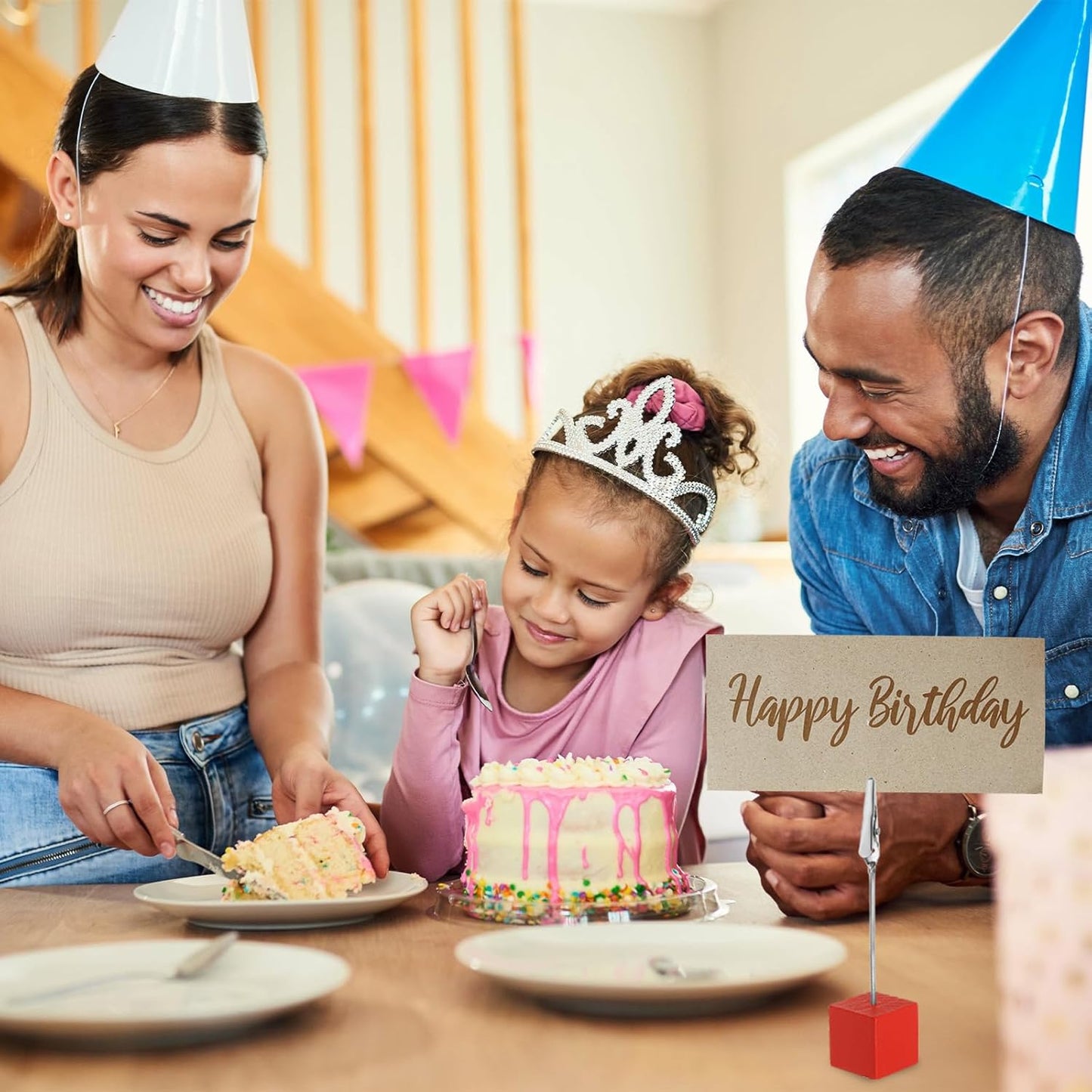 PATIKIL Place Card Holder, 20Pcs Memo Clip Holder Stand with Alligator Clasp Table Number Holders Wooden Base for Pictures Note Card Paper, White