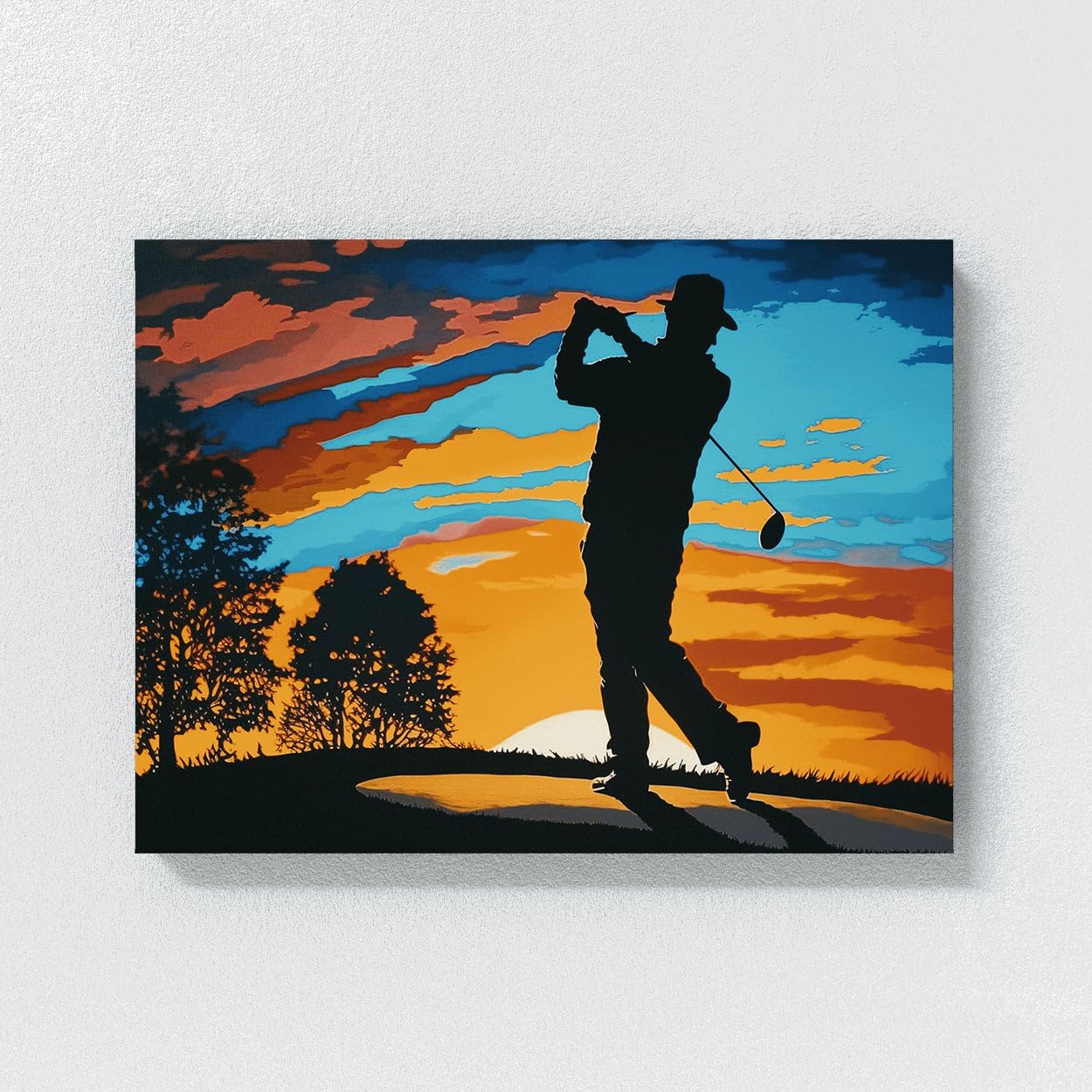 Sense Canvas Golf Golfer Sunrise Sunset 11 Canvas Art - Home Decor Wall Art Print Poster Painting Large 40x30 / 0.75"