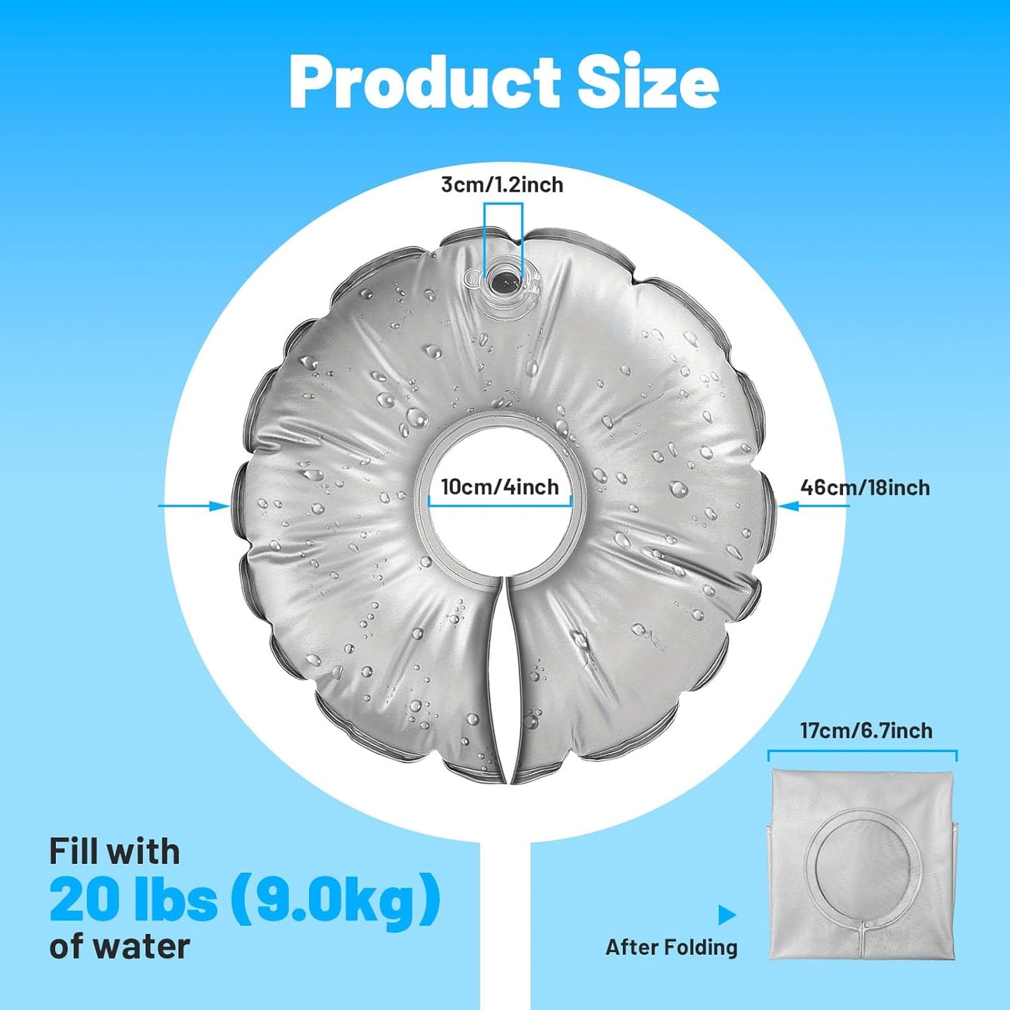 1 Pack 18" Water Bags for Feather Flag Base, Upgraded Thickened PVC Material, Openable Water Weight Bag for Feather Flag Stand Beach Umbrella and Photography Stand, 20 lbs Each