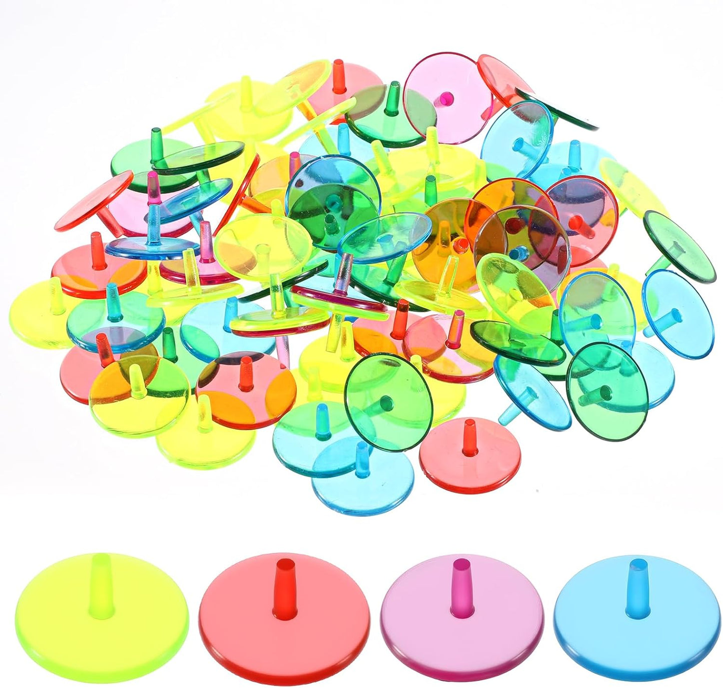 Golf Ball Marker, Bulk 50 Pcs Multicolor Plastic Round Golf Ball Position Markers Transparent Flat Round Golfs Mark Accessories for Golfs and Baseball On-Course (24 mm)