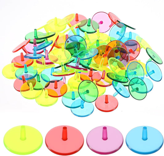 Golf Ball Marker, Bulk 50 Pcs Multicolor Plastic Round Golf Ball Position Markers Transparent Flat Round Golfs Mark Accessories for Golfs and Baseball On-Course (24 mm)