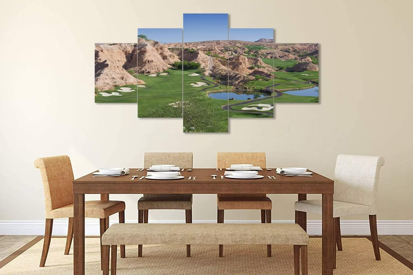 Wolf Creek Golf Course Canvas Wall Art for Living Room Bedroom Bathroom Home Decorations Golf Course Pictures Posters Wall Decor Framed Artwork Ready to Hang(60''W x 40''H)