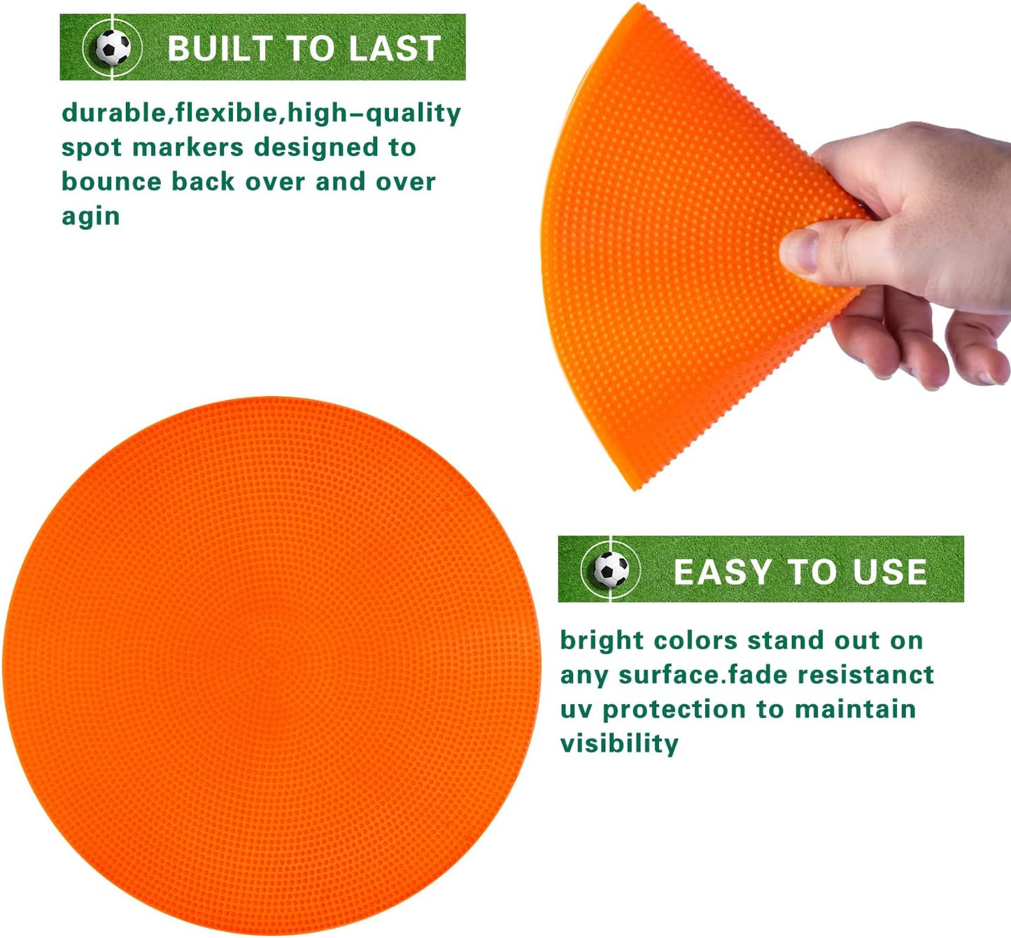 Poly Spot Markers 9 inch Non-Slip Rubber Agility Markers Flat Field Cones Floor Dots for Football, Soccer, Basketball Training Markers, School Activities, Exercise Drills, Social Distancing