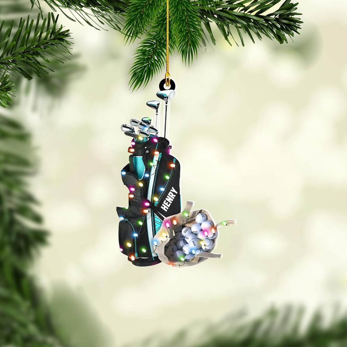 Personalized Golf Ornaments for Christmas Tree 2025 Custom Golf Christmas Ornament Golfing Bag Ornament Sports Golf Cart Ornaments Gift for Golfer Bag Golfing Lovers Hanging Decoration (G4)