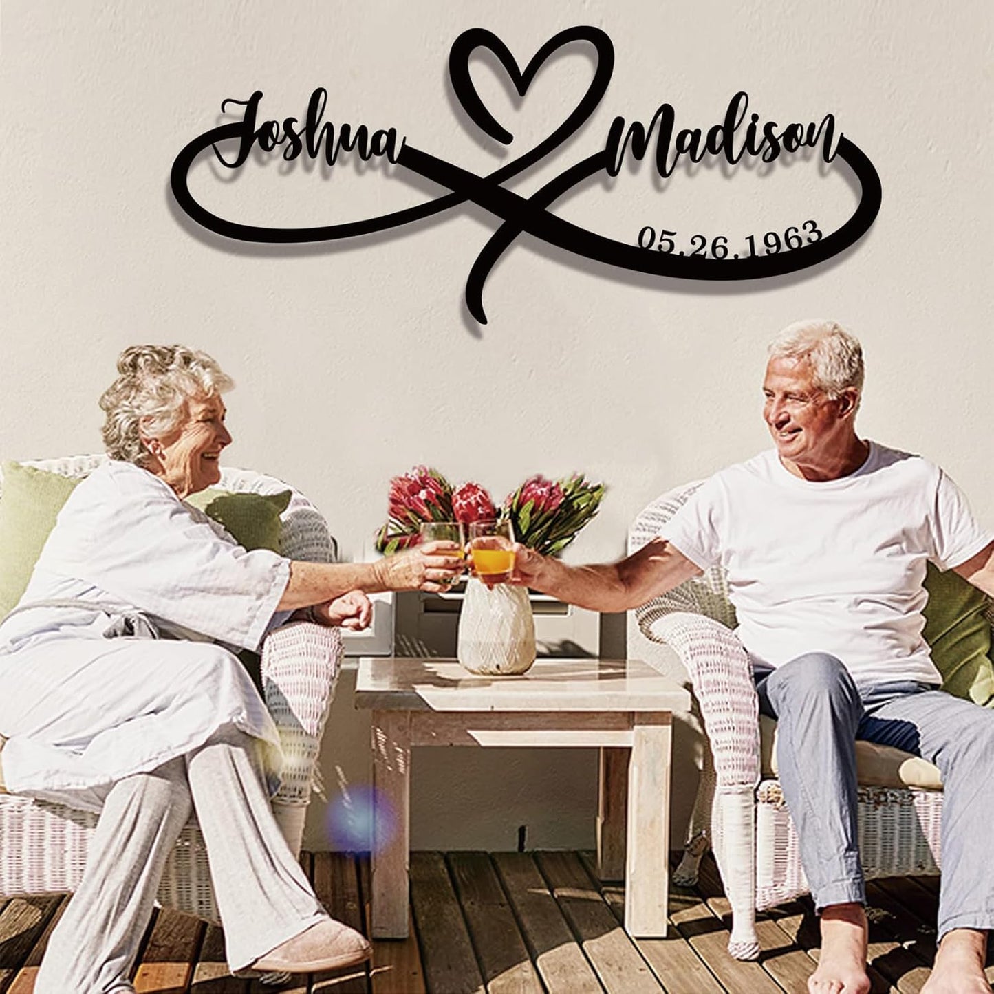 Personalized Valentines Day Gifts,Best Housewarming Gifts 2024,Personalized Wedding Gifts for Couples,Custom 50th 60th 40th 30th 25th 20th 1-99 Anniversary Metal Gifts, Wall Name Sign