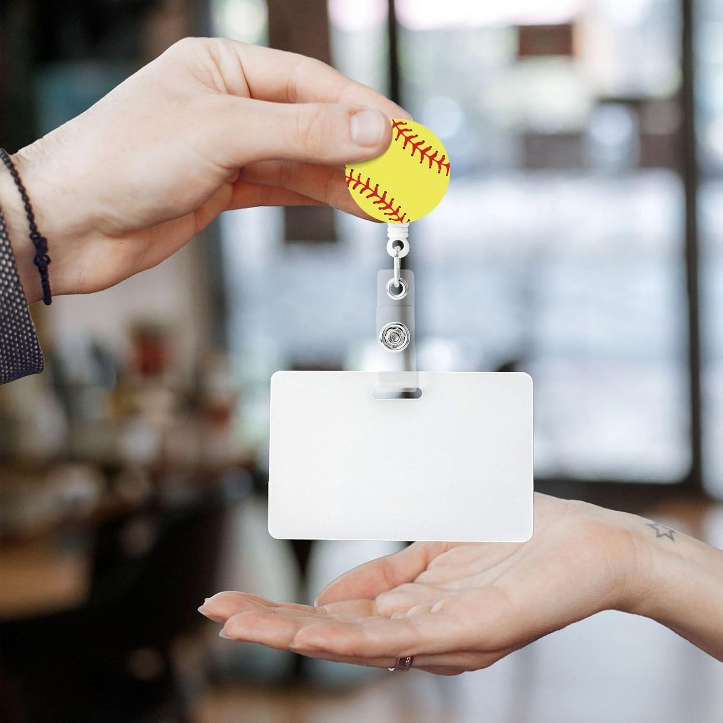 Softball Badge Reels Retractable Badge Holder with Clip for Id Name Tag Office Worker Student Teacher Nurse Doctor
