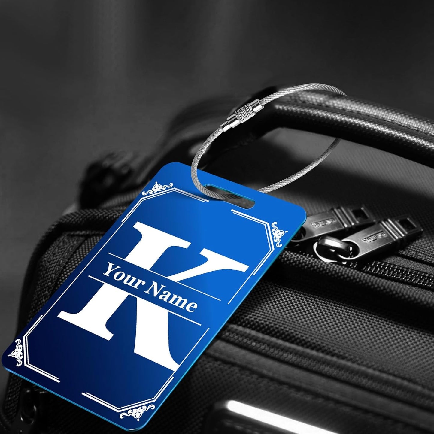 Personalized Initial Luggage Tags - Metal Engraved Custom Name ID Tag for Kids Women - Travel Bag Backpack Tags - 1 Count