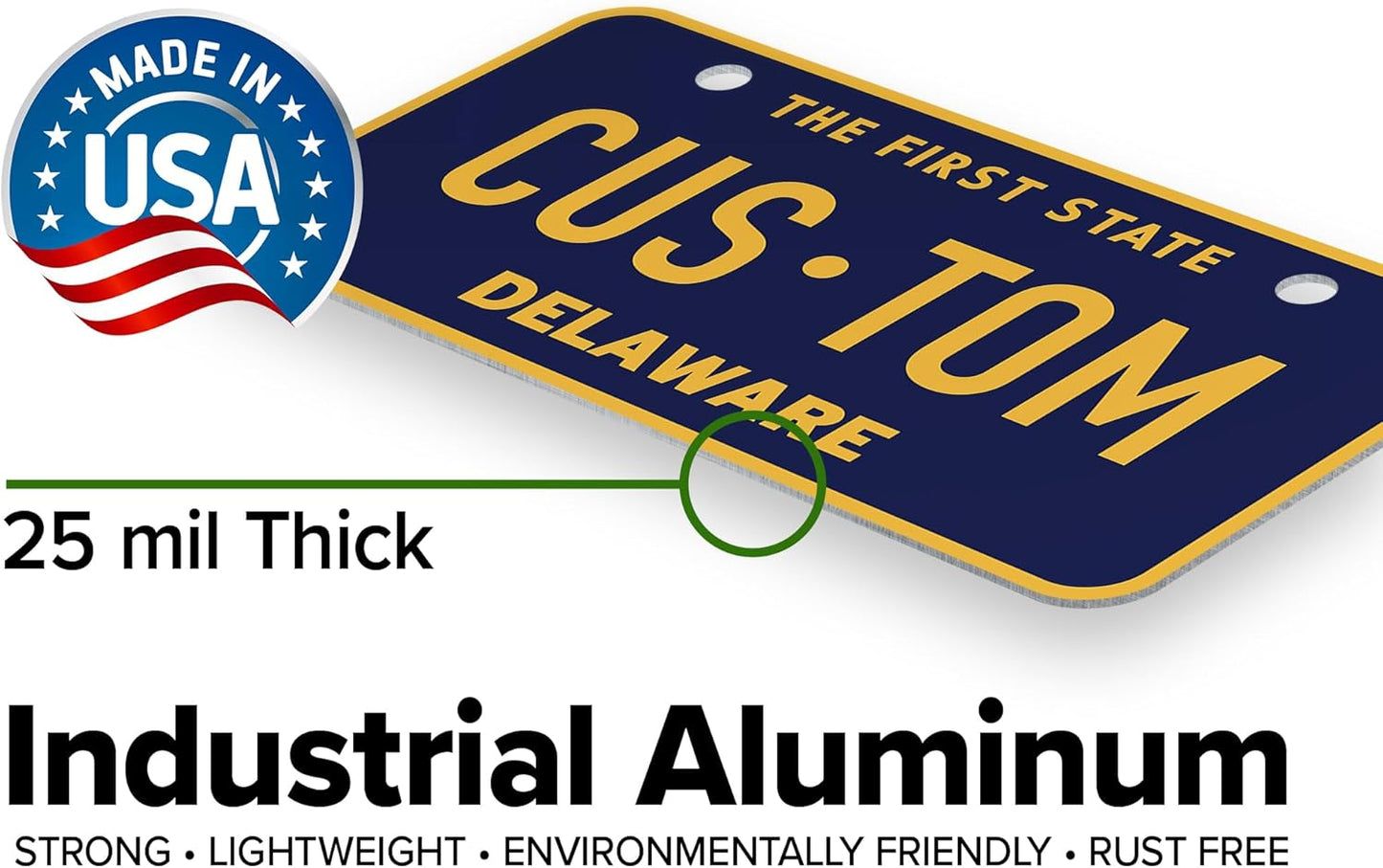 Mini License Plates, Personalized License Plates, Custom for Car, Bikes, ATV, Kids Car, Golf Cart, Jeep, 2x4 Inch, Rust-Free Fade Resistant Aluminum, USA Made by My Sign Center (Delaware)