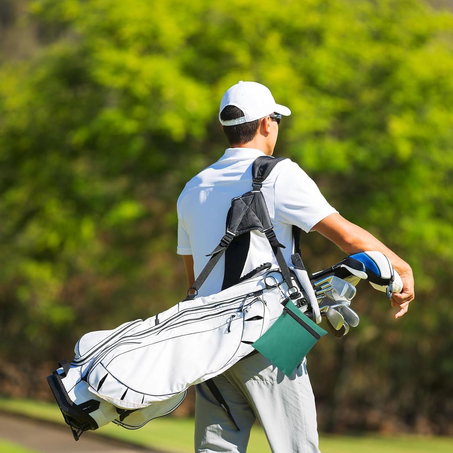 PATIKIL Golf Tee Pouch, Zipper Golf Ball Bag with Metal Lobster Claw Clip for Men Women Valuables Holder