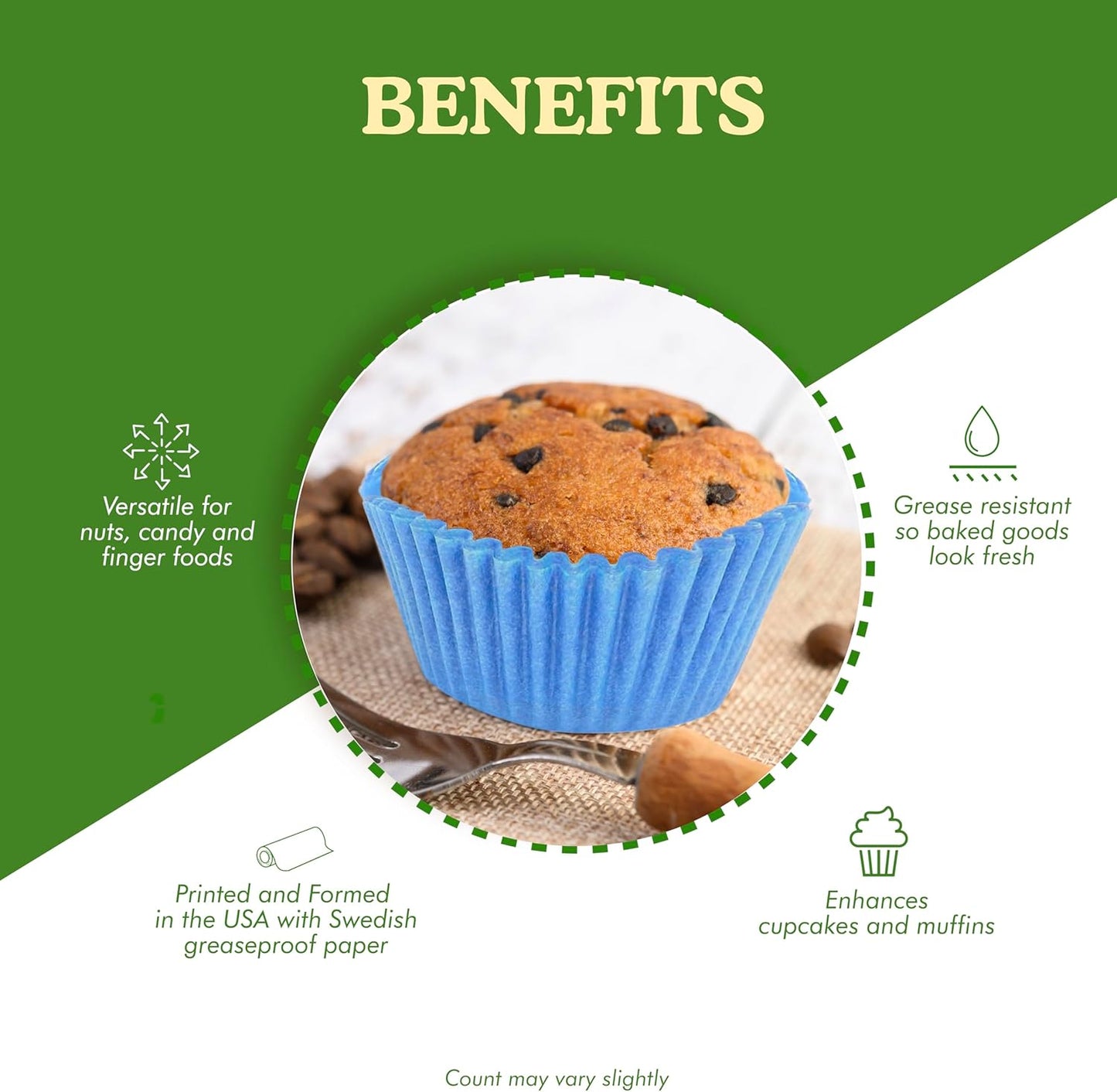 Regency Wraps Greaseproof Professional Grade Baking Cups, Pack of 40, Standard Liners, Light Blue Solid, for Cupcakes, Muffins, Candy, Non Stick