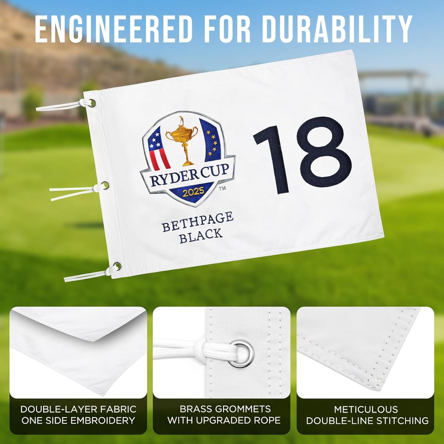 Embroidered Themed Golf Flag 2025, 14x20 Inch, Premium 420D Nylon, Ideal for Practice Putting Green, Driving Range, Golf Course, Golf Club, Collectors