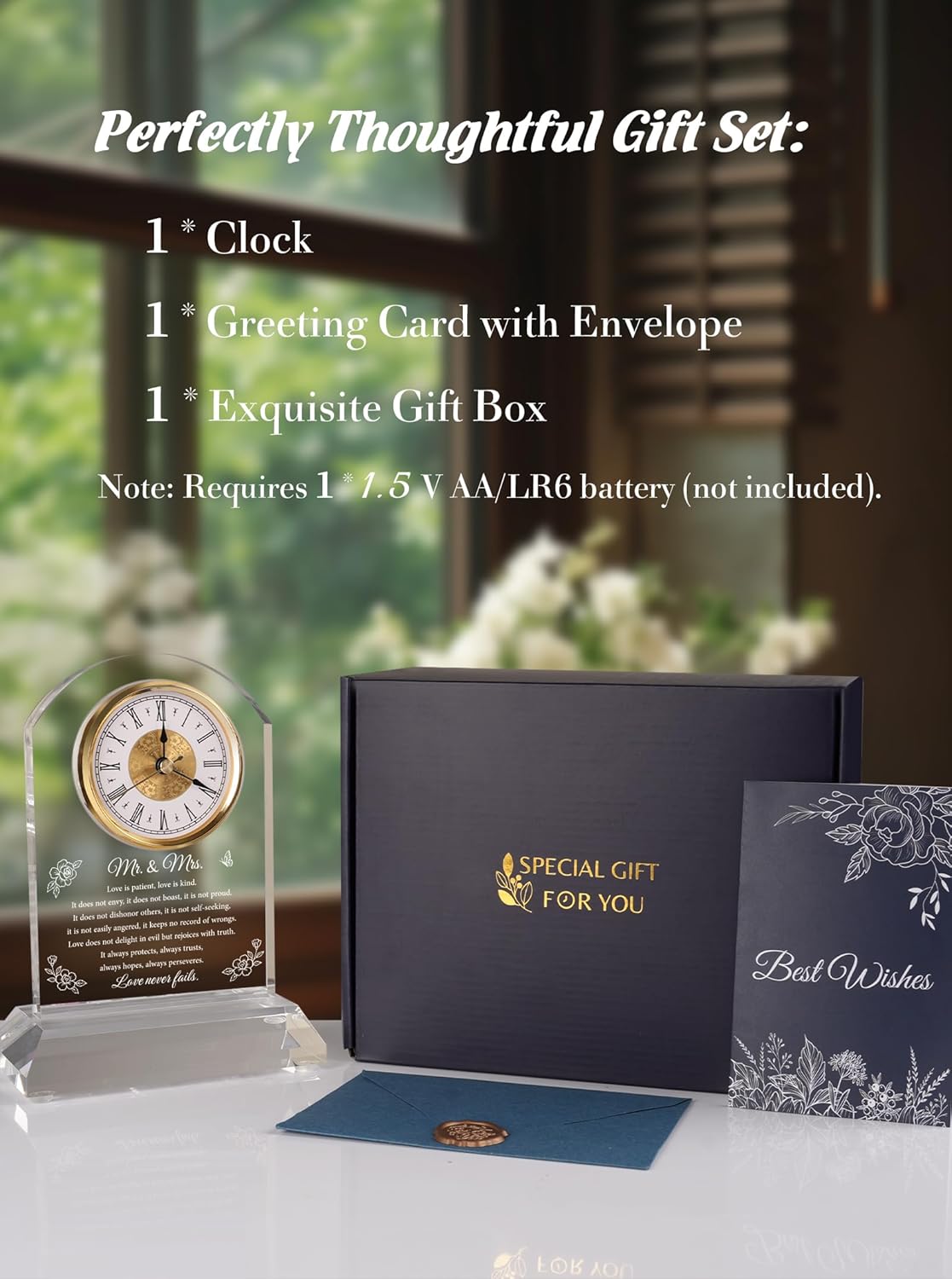 Wedding Gifts for Couples 2025, Newlyweds Gift for Bride and Groom Happy Anniversary Clock Unique Engagement Marriage Keepsake Mr & Mrs Bridal Shower Present, Gift Box Card (Battery Not Included)