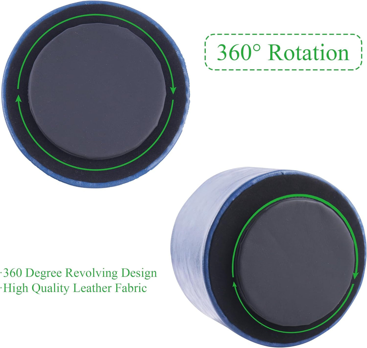 Hennaja Round Leather Art Supply Organizer,Remote Control Holder,360 Degree Spinning,Multi-Functional Pencil Holder,4 Compartments Desktop Stationary Organizer(1-Oil Blue2)