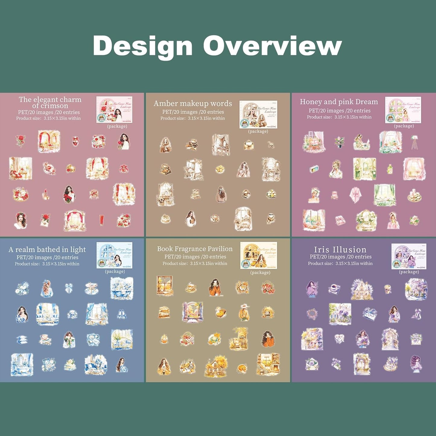 Cozy Home PET Stickers Set, 120PCS Vintage Girl and Room Aesthetic Stickers for Journaling, Scrapbooking, Planners and DIY Crafts