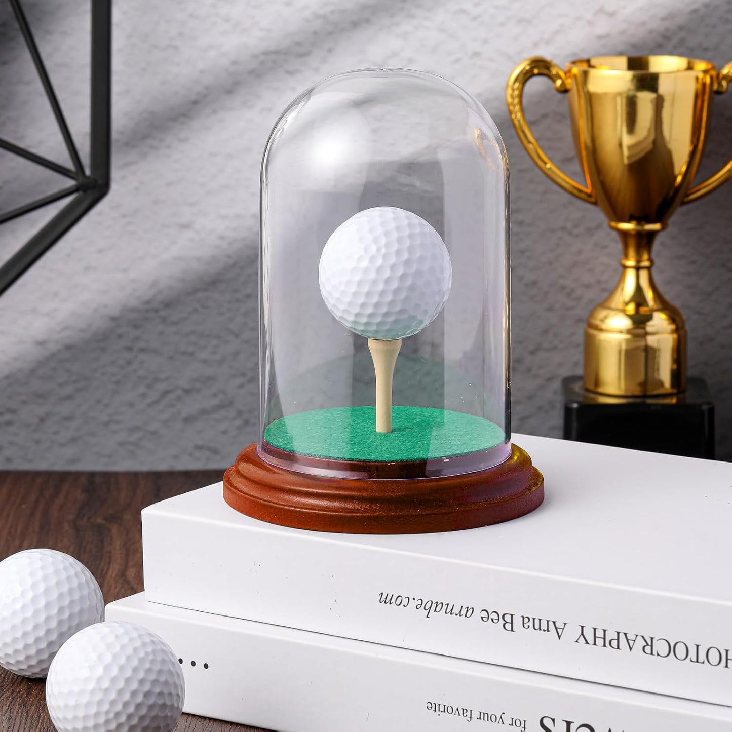 Golf Ball Display Case Hole in One Acrylic Golfball Memorabilia Display Holder with Wood Base Clear Dust Protection Transparent Storage Box for Single Golfball Baseball Case(Mahogany)