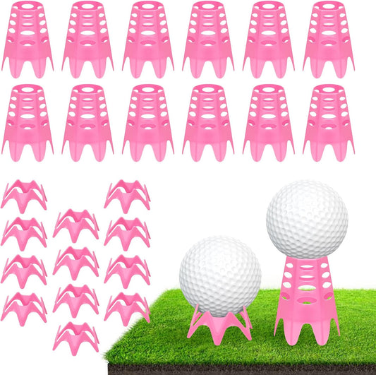 Golf Simulator tees, 24Pcs Plastic Golf Mat Tees for Home, Outdoor or Indoor Golf Tees for Training, Practice Golf tees for Winter Turf and Driving Range, Pack of 12 Tall & 12 Small